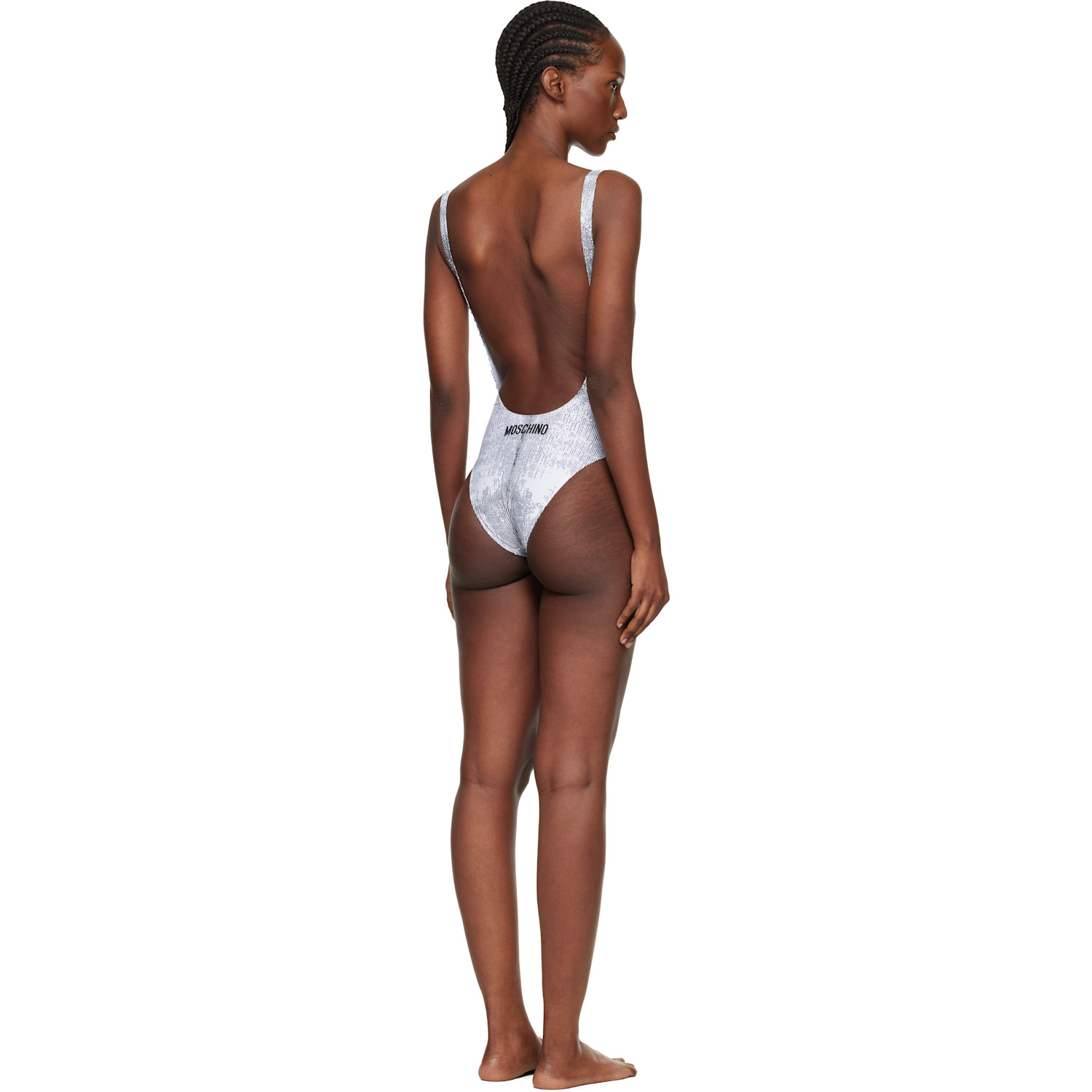  Moschino White & Black Printed Lycra One-piece Swimsuit 