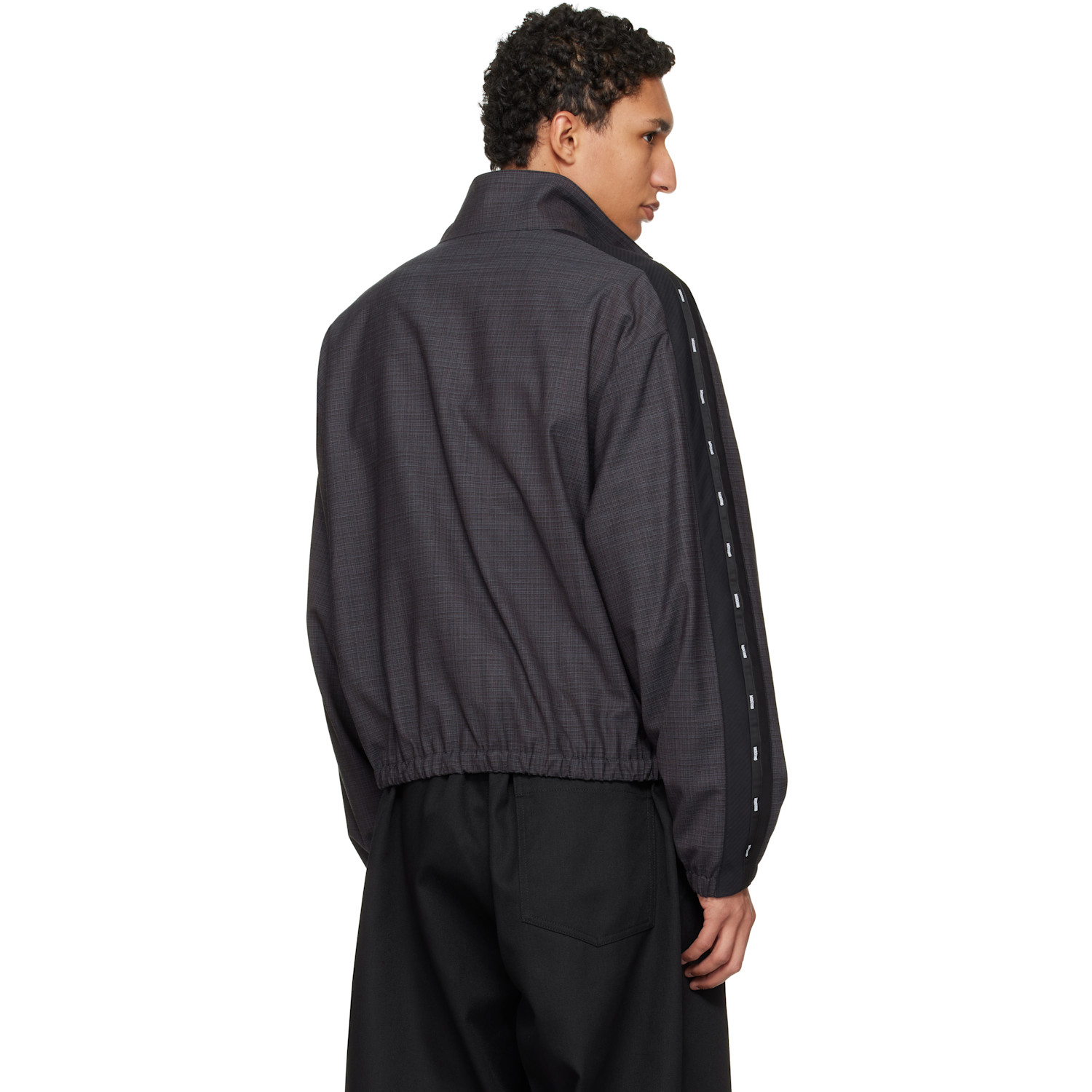  Moschino Gray Logo Tape Jacket 