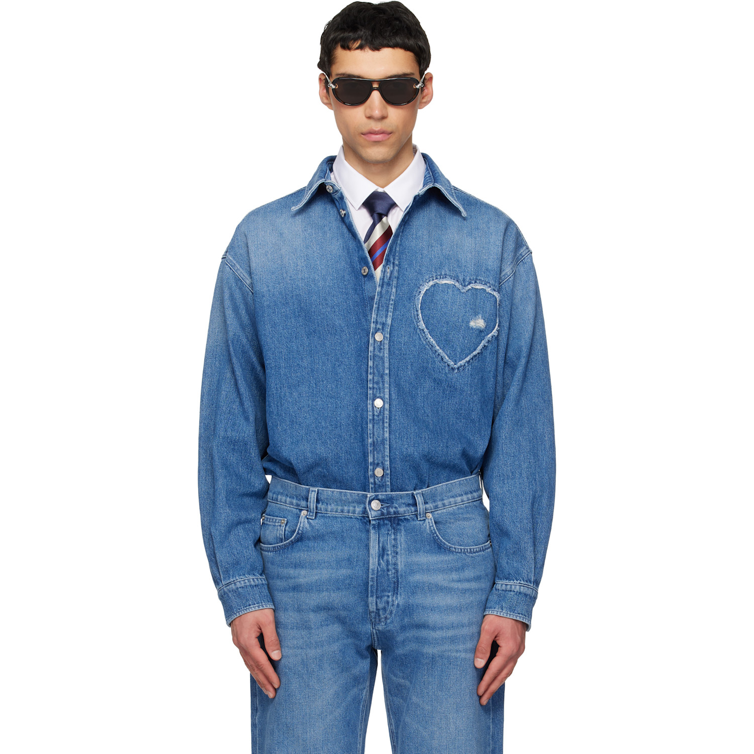 Moschino Blue Cotton Denim Shirt