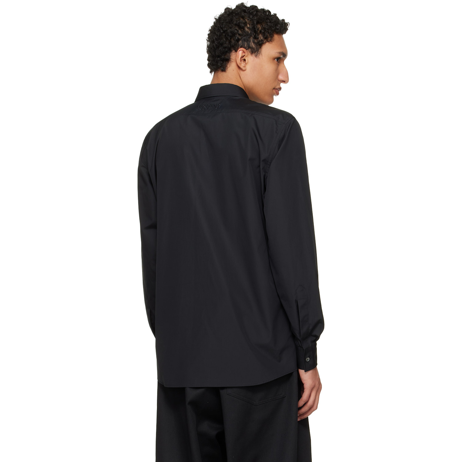  Moschino Black Embroidered Archive Goose Shirt 