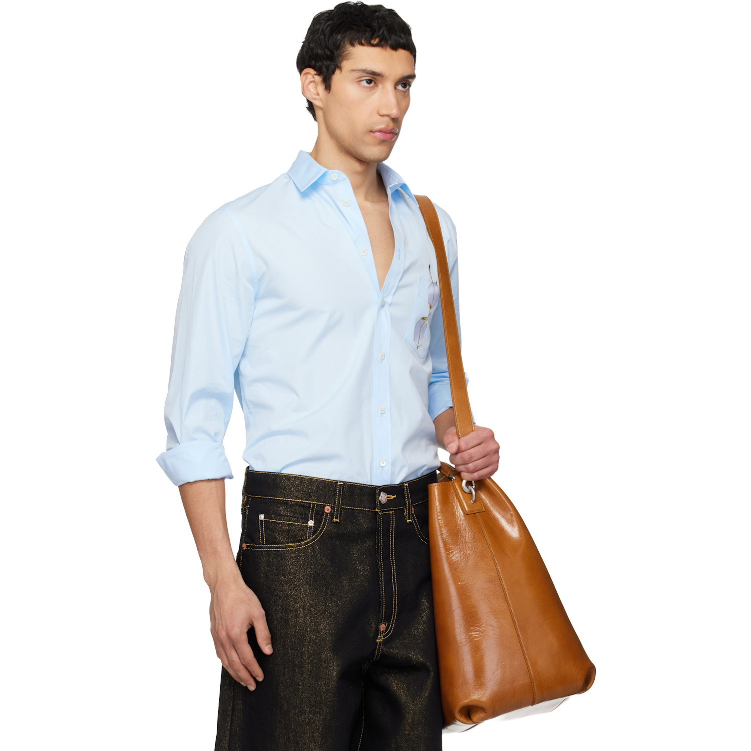  Moschino Blue Printed Cotton Poplin Shirt 