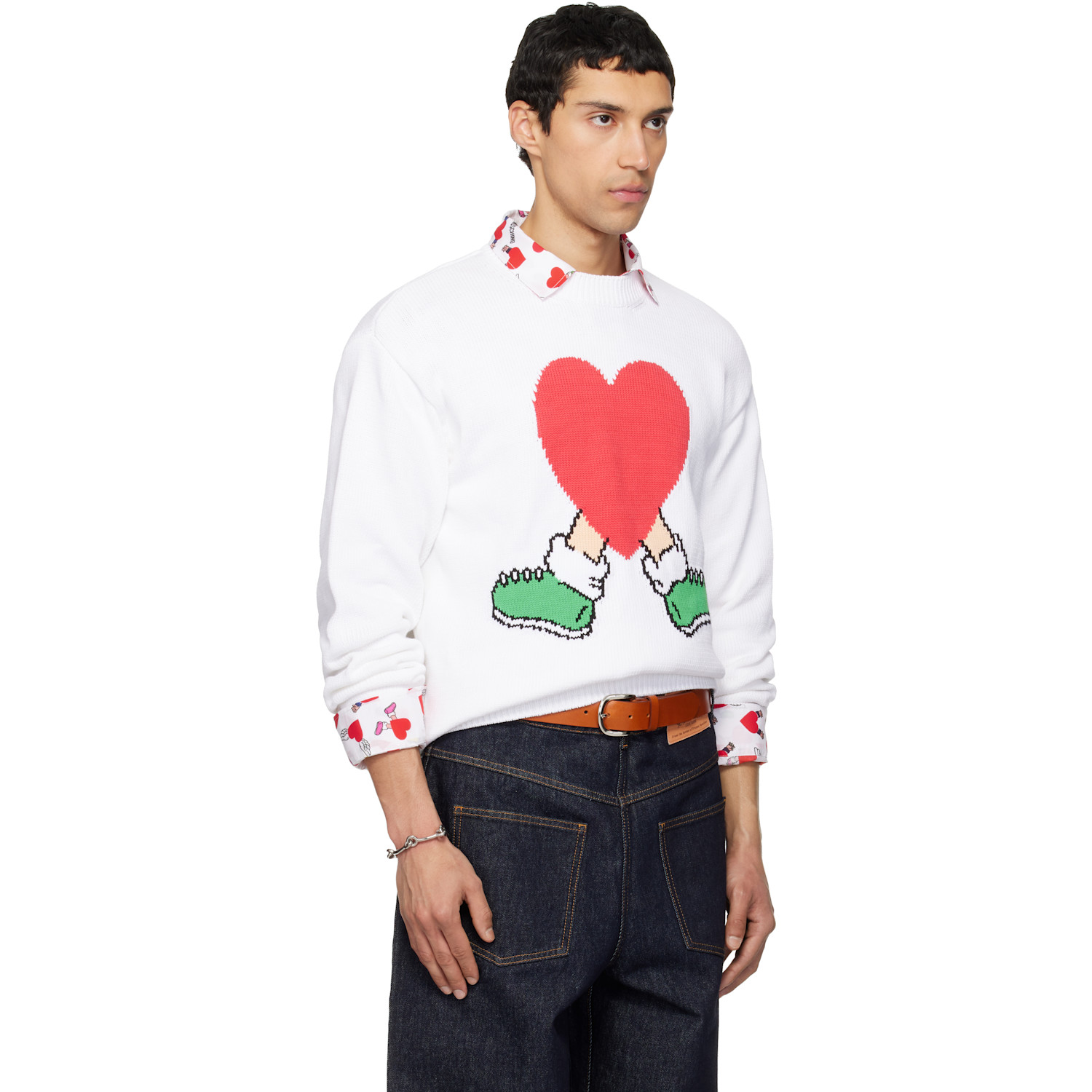  Moschino White All Over Hearts Sweater 
