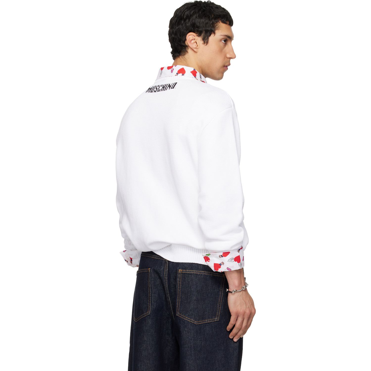  Moschino White All Over Hearts Sweater 