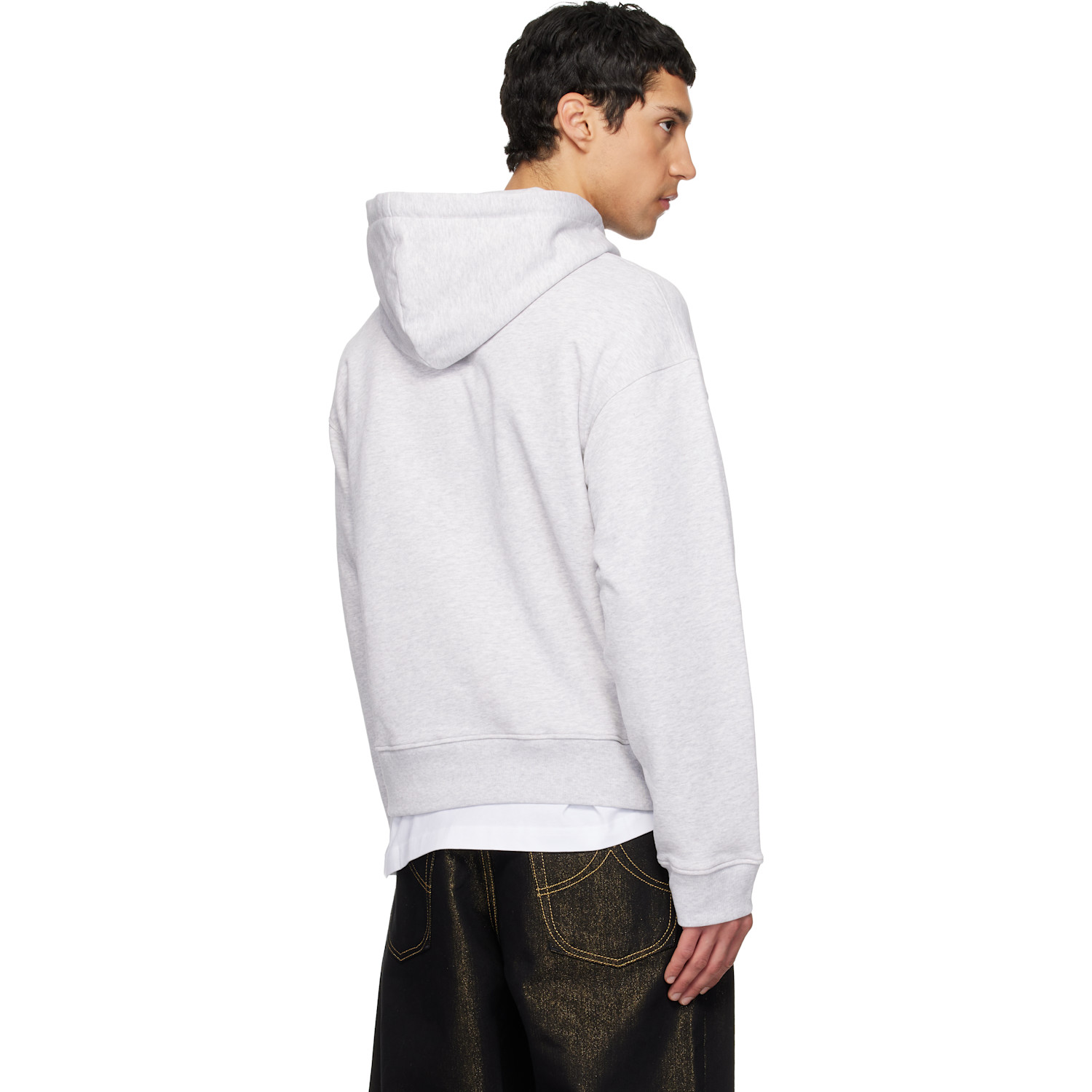  Moschino Gray Archive Goose Hoodie 