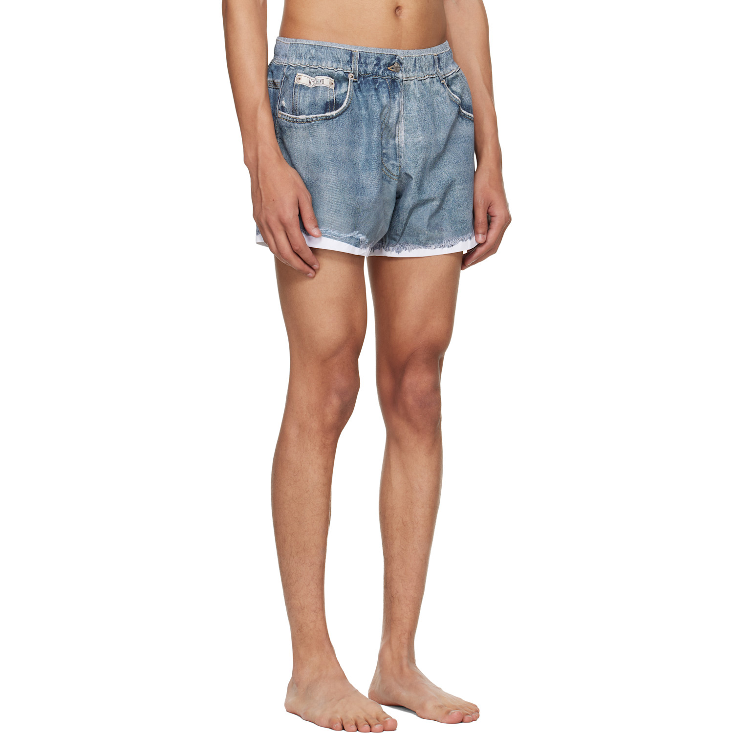  Moschino Blue Printed Nylon Swim Shorts 