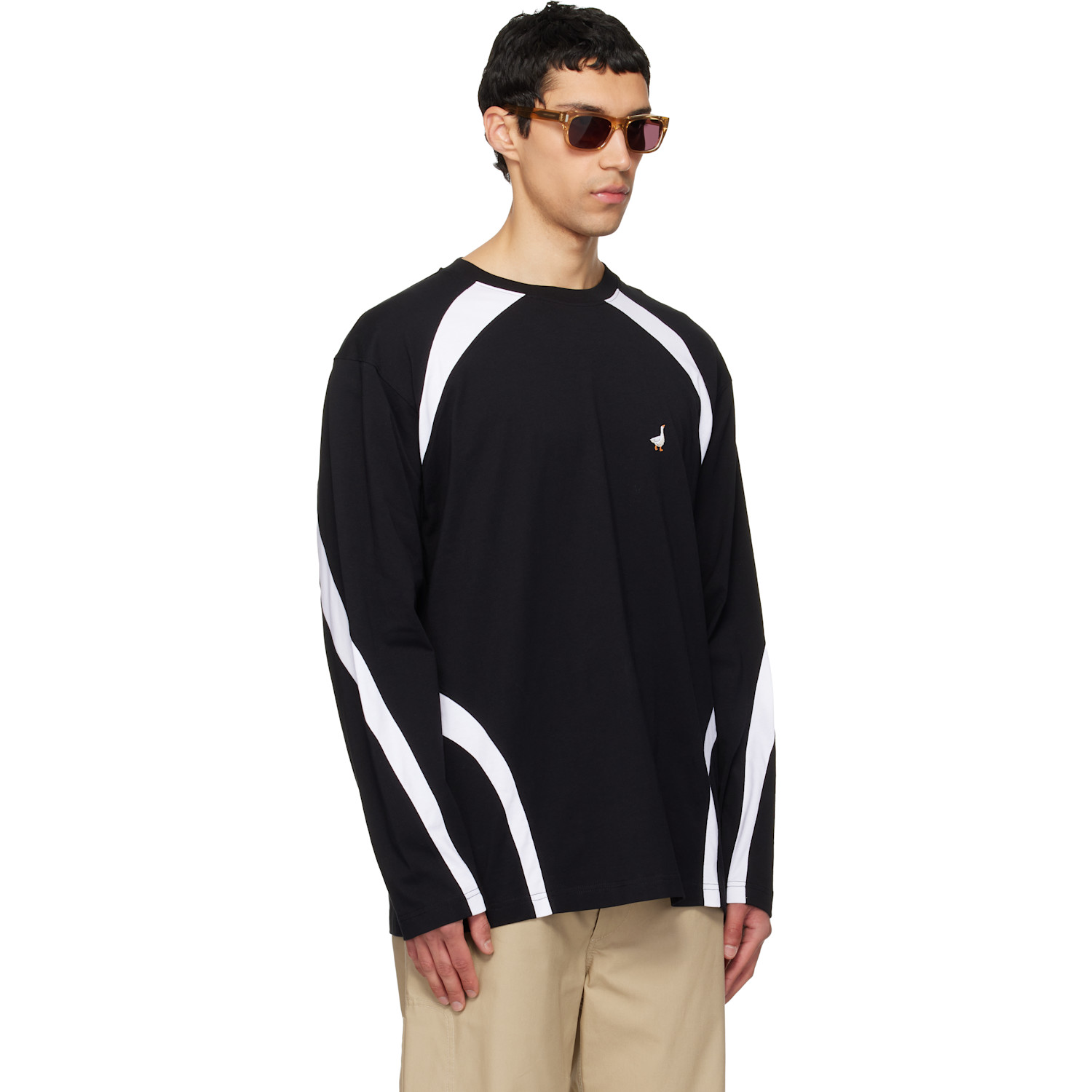  Moschino Black Embroidered Archive Goose T-shirt 