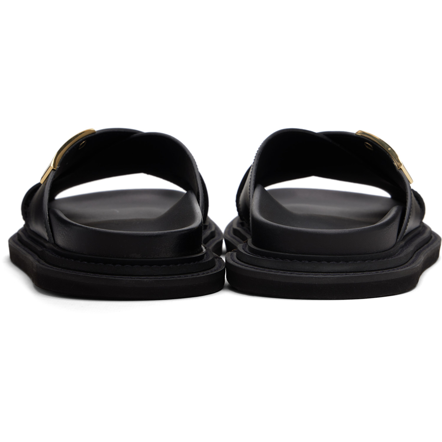  Moschino Black Logo Plaque Sandals 