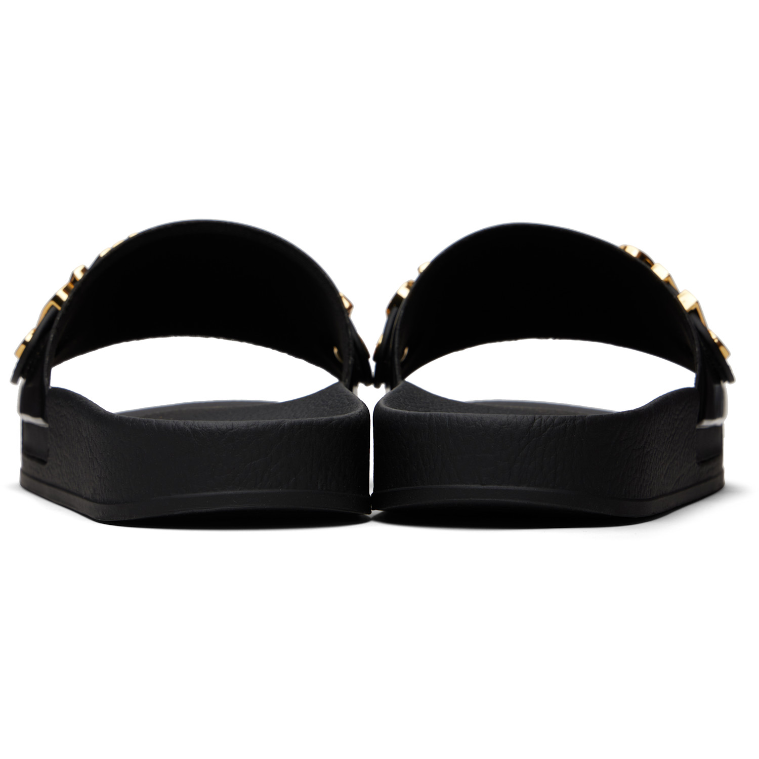  Moschino Black Lettering Logo Pool Slides 