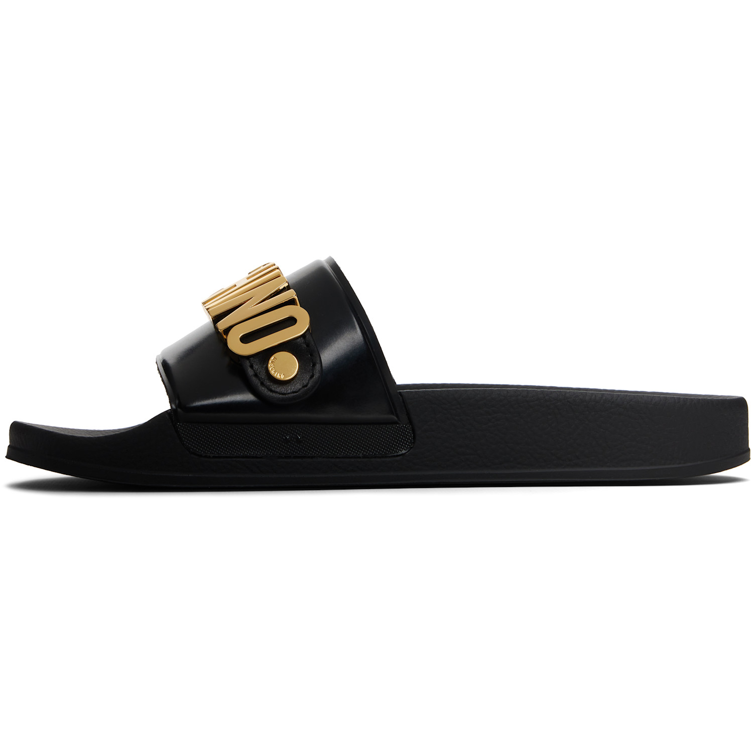  Moschino Black Lettering Logo Pool Slides 