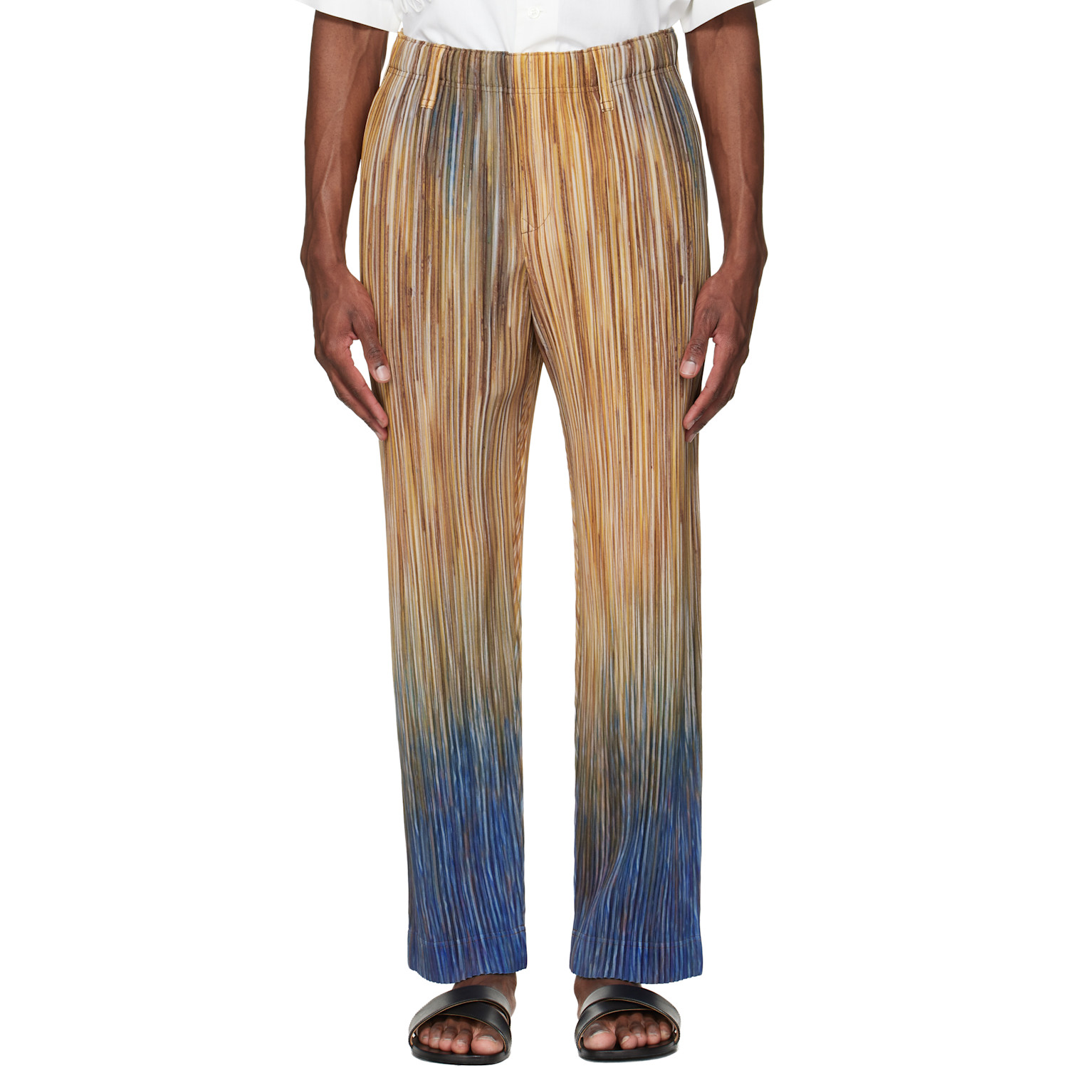 HOMME PLISSÉ ISSEY MIYAKE Brown Paint Brush Close-Up Trousers