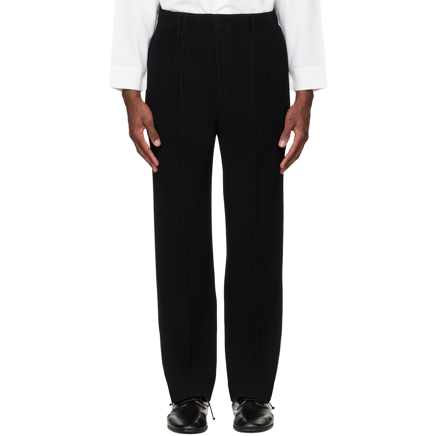 HOMME PLISSÉ ISSEY MIYAKE Black Tuxedo Pleats Trousers