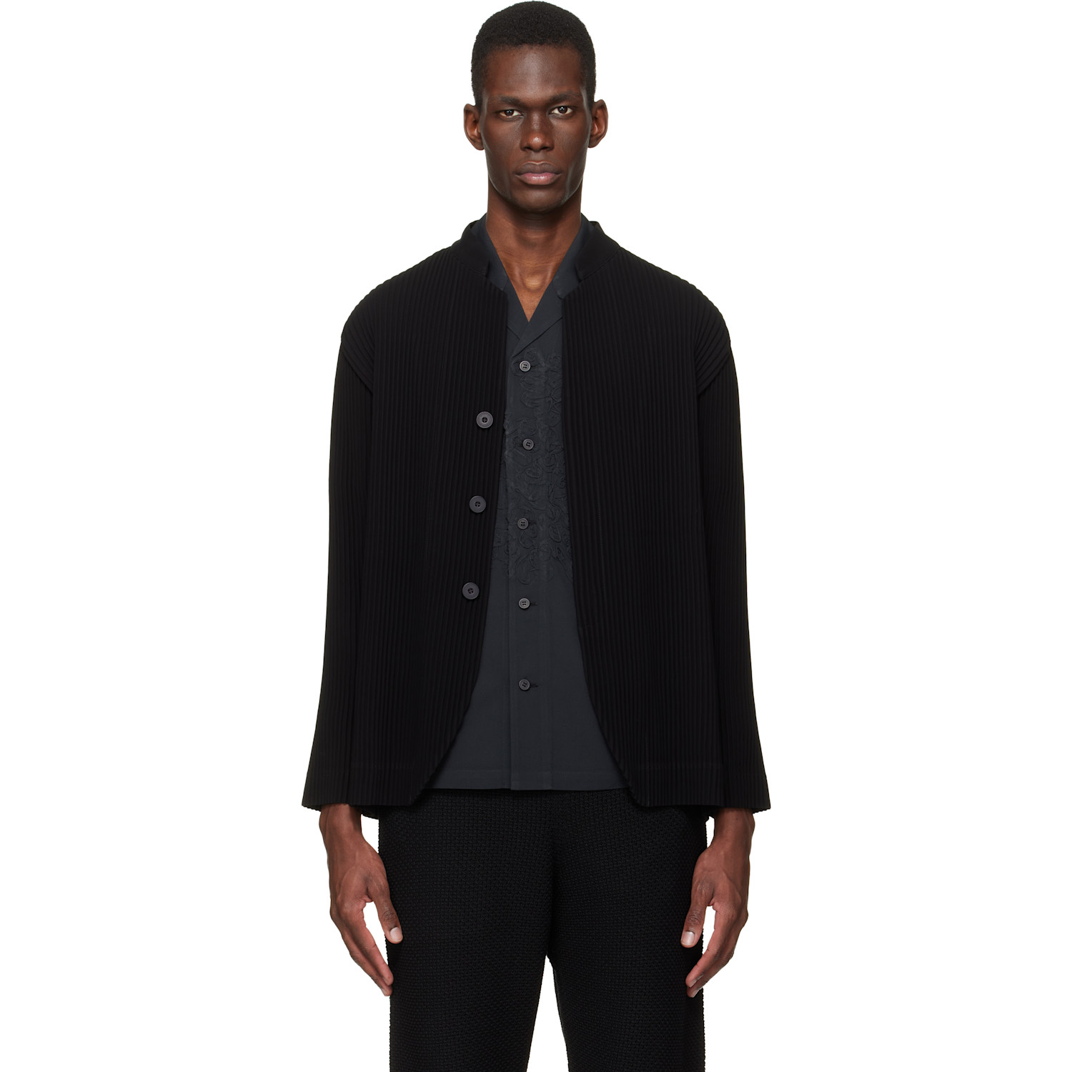 HOMME PLISSÉ ISSEY MIYAKE Black Tuxedo Pleats Blazer
