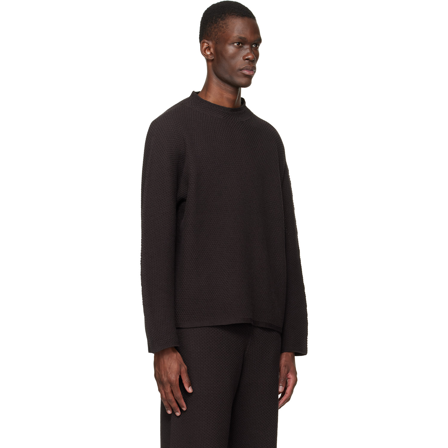  Homme Plissé Issey Miyake Brown Rustic Knit Sweater 
