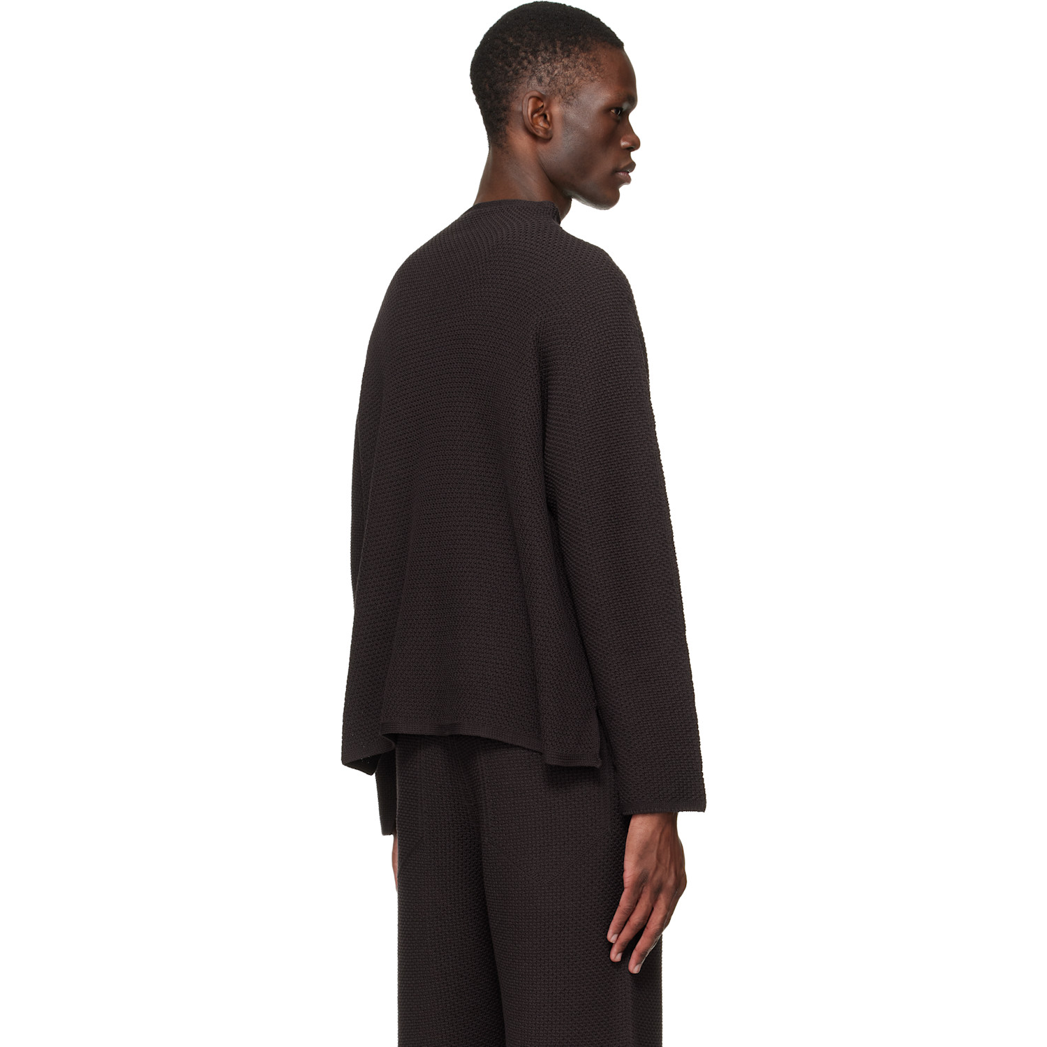  Homme Plissé Issey Miyake Brown Rustic Knit Sweater 