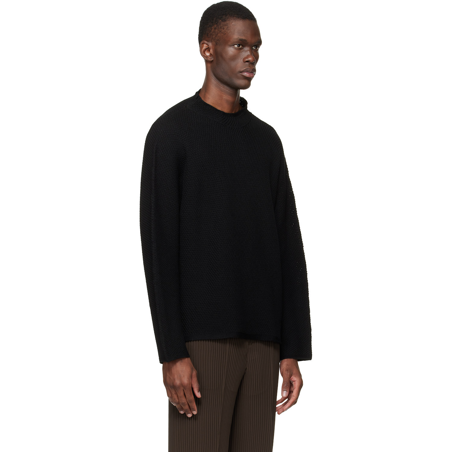  Homme Plissé Issey Miyake Black Rustic Knit Sweater 