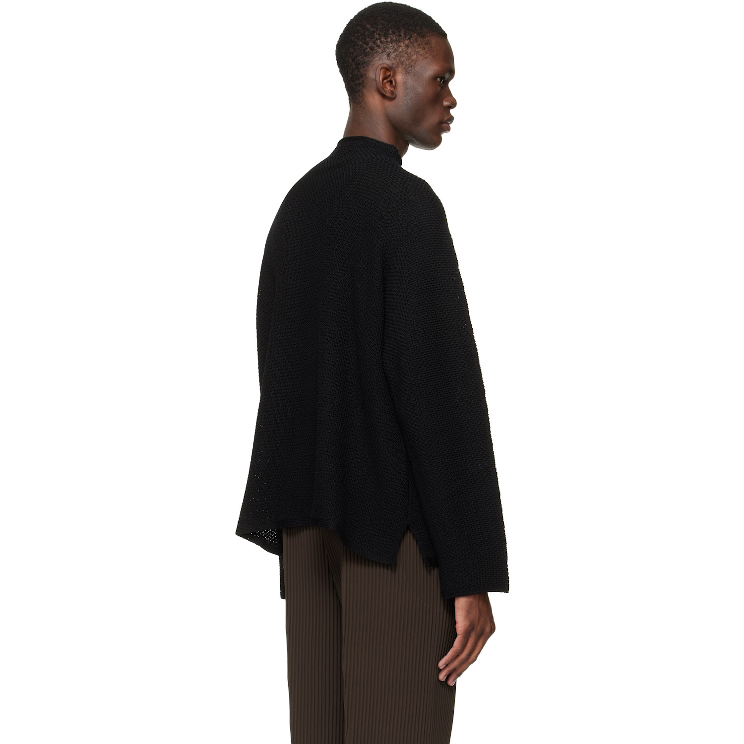  Homme Plissé Issey Miyake Black Rustic Knit Sweater 