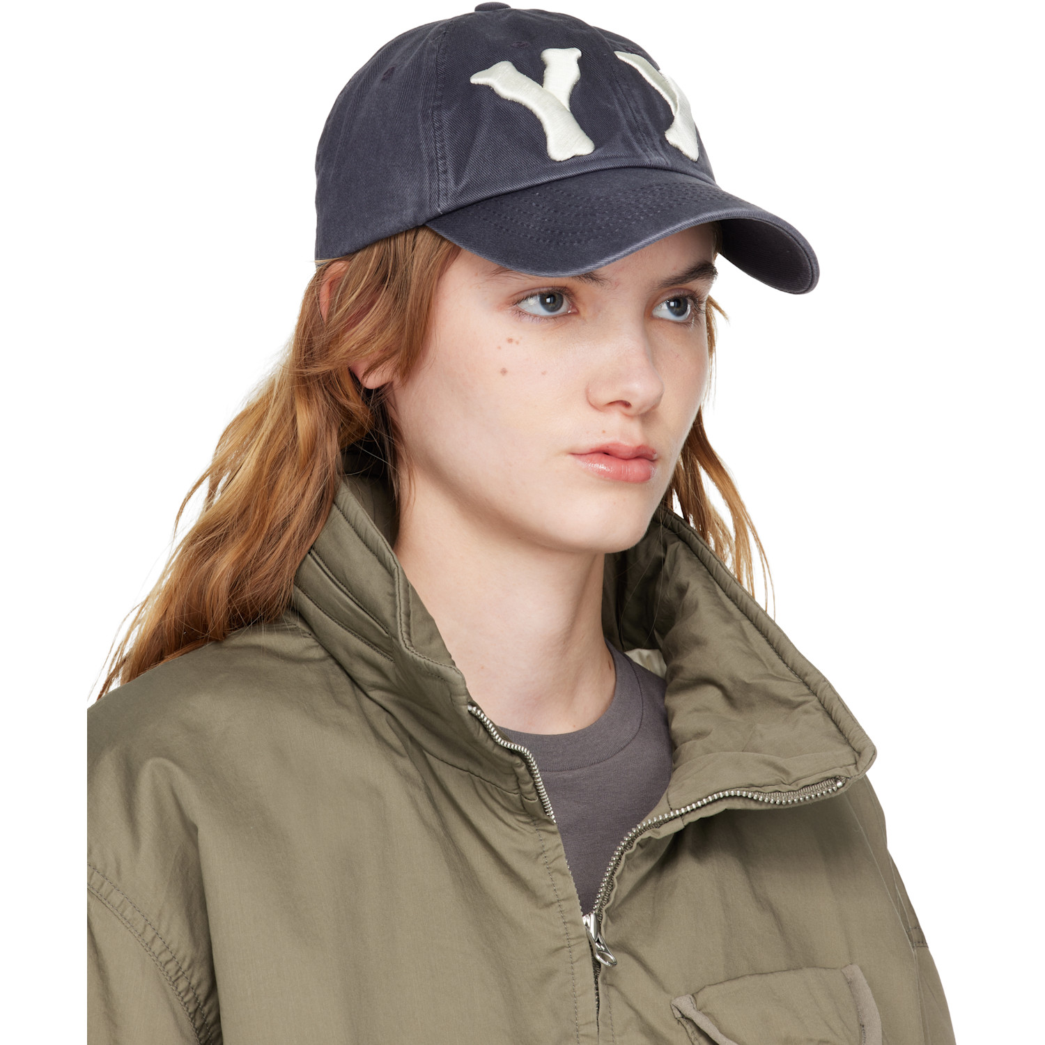  Open Yy Navy 'yy' Heart Bone Ball Cap 