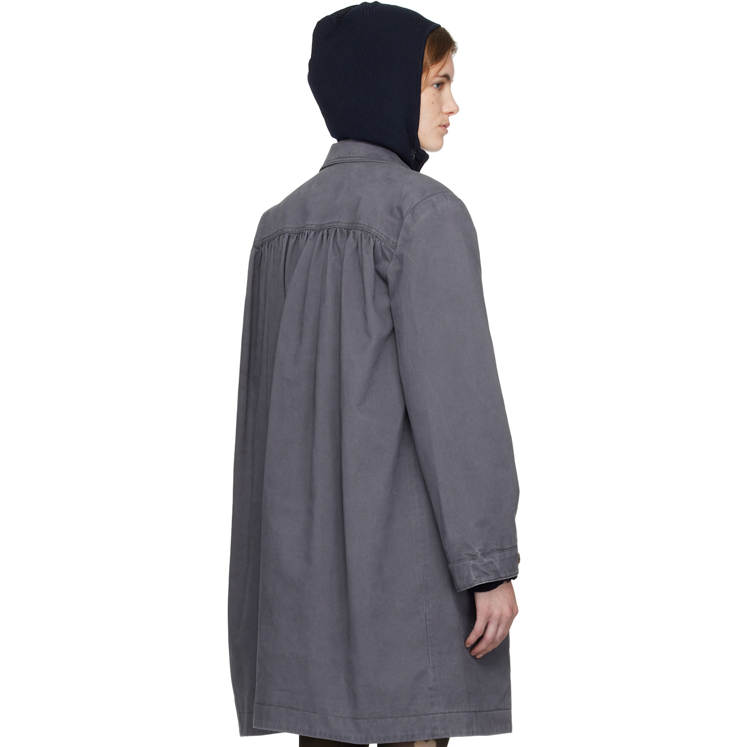  Open Yy Gray Over Shirred Top Coat 