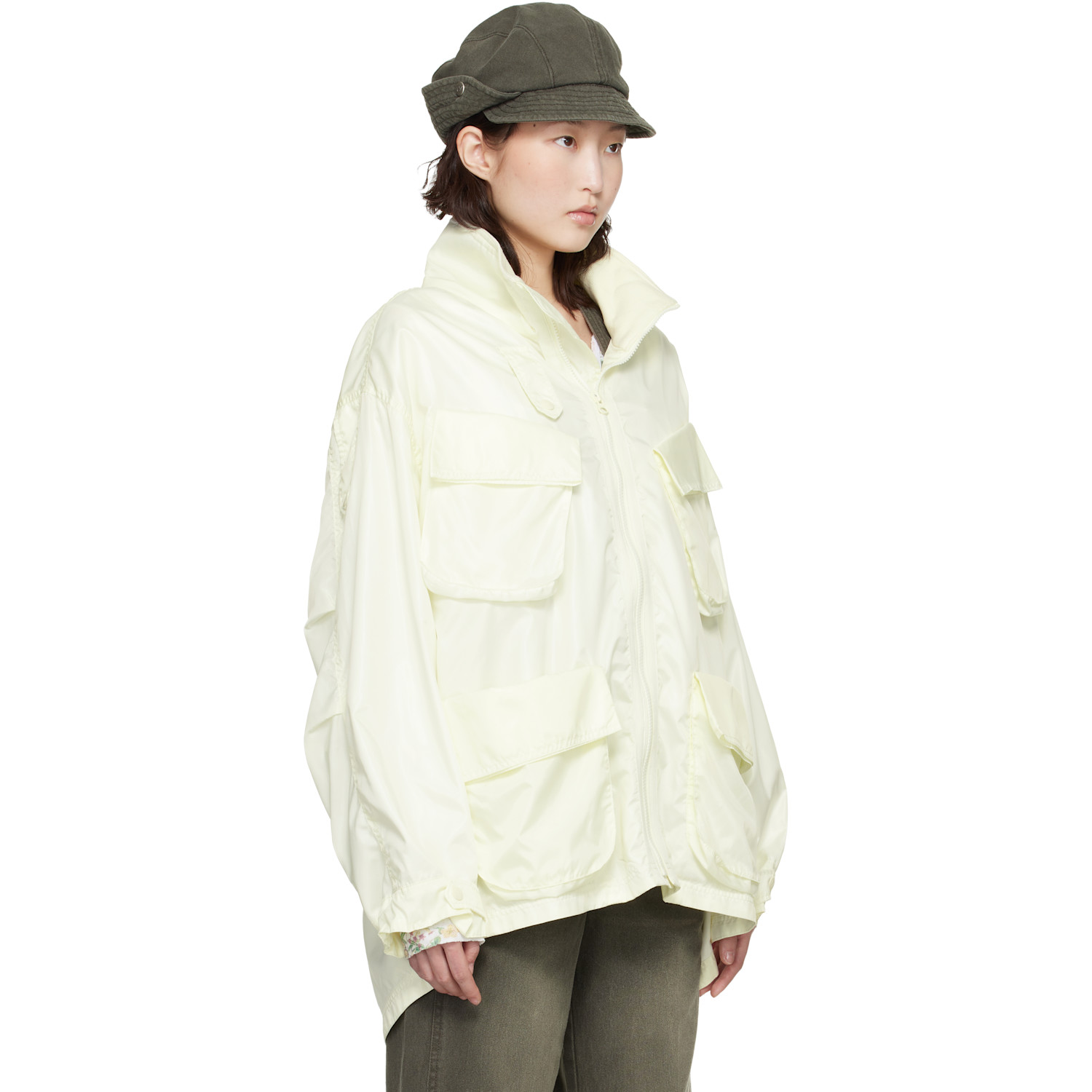  Open Yy Yellow Cargo Pocket Wind Jacket 