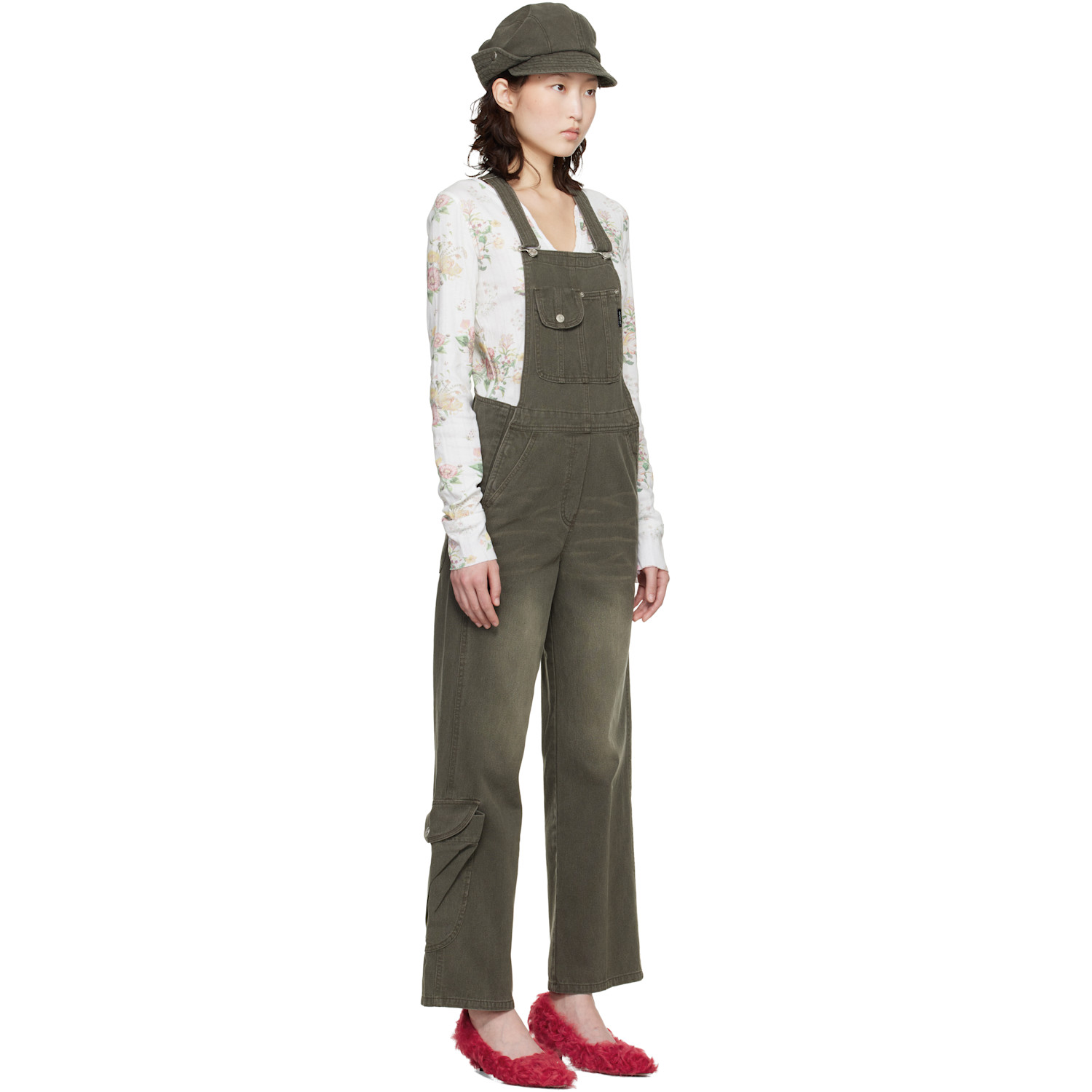  Open Yy Brown Cargo Pocket Cotton Overalls 