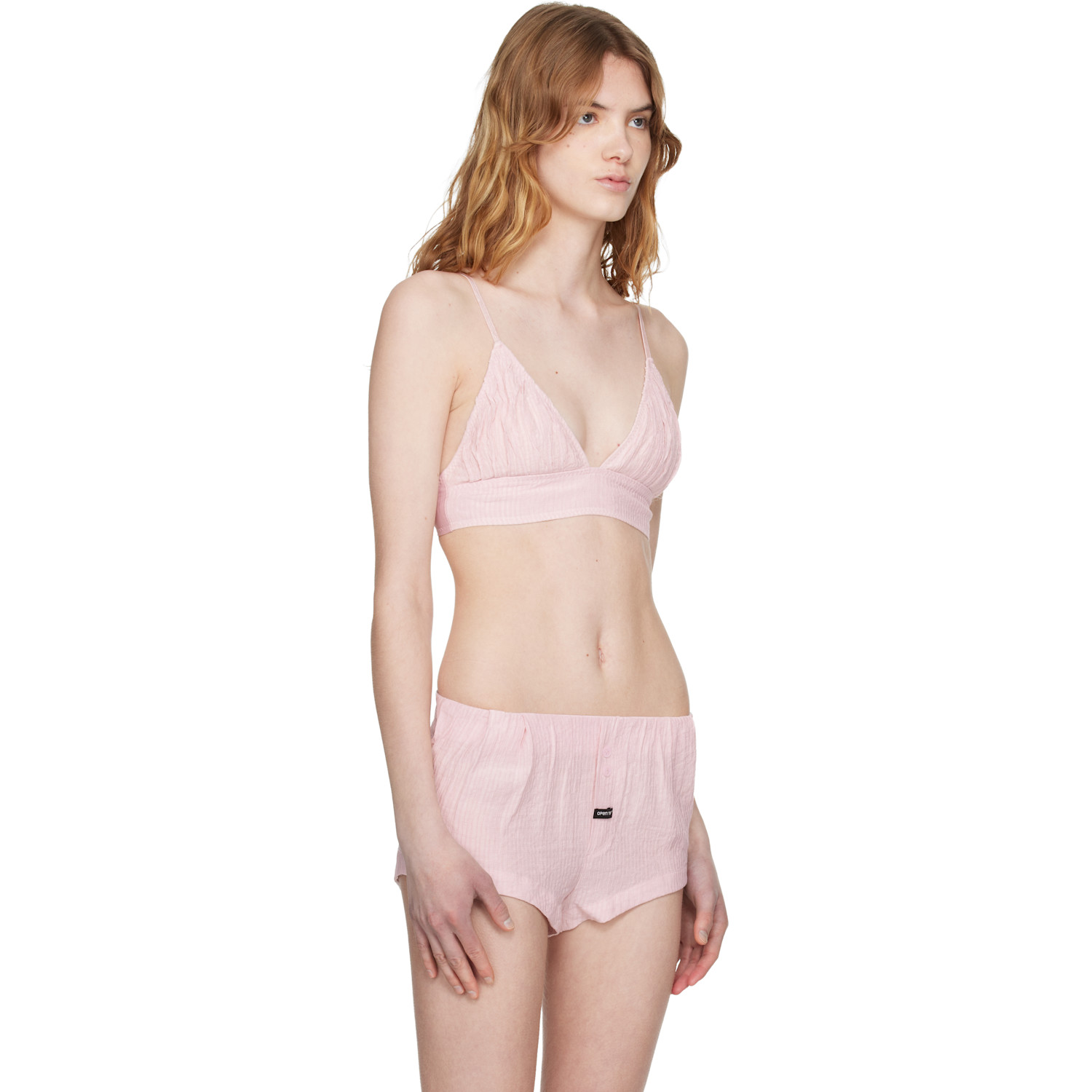 Open Yy Pink Crinkled Bralette 