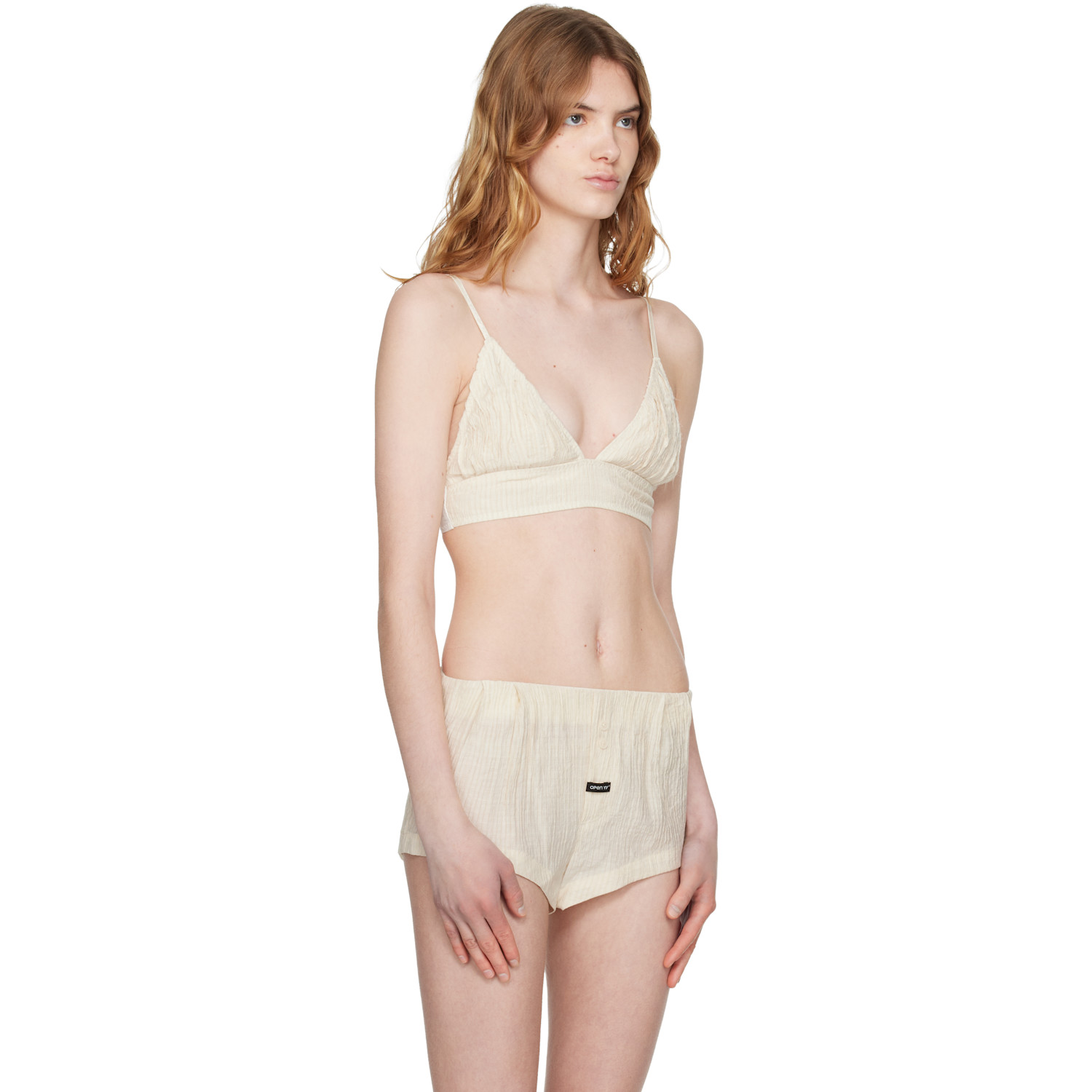 Open Yy Beige Crinkled Bralette 