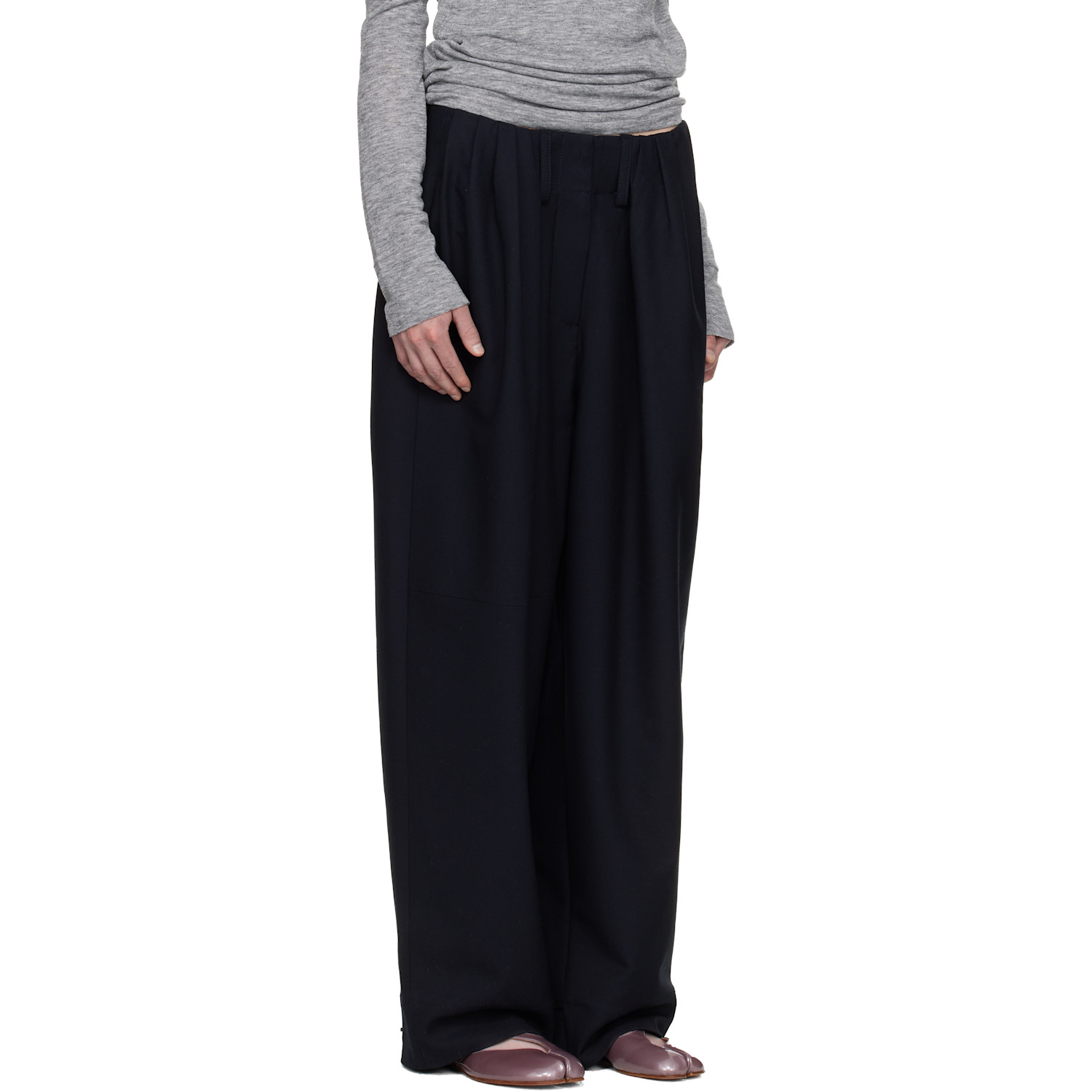  Open Yy Black Full Gather Trousers 