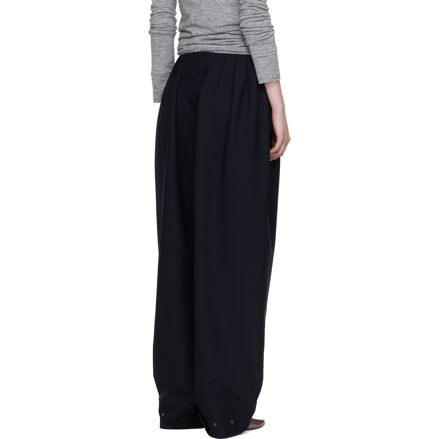  Open Yy Black Full Gather Trousers 