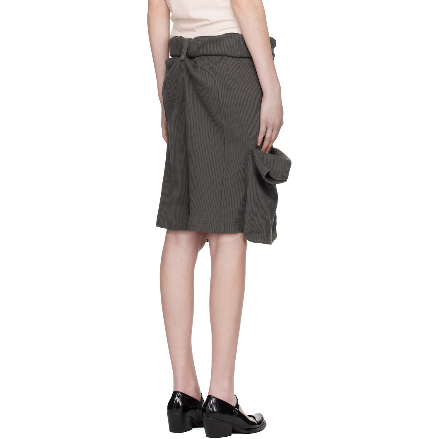  Open Yy Gray Rolled Waist Sweat Cargo Shorts 