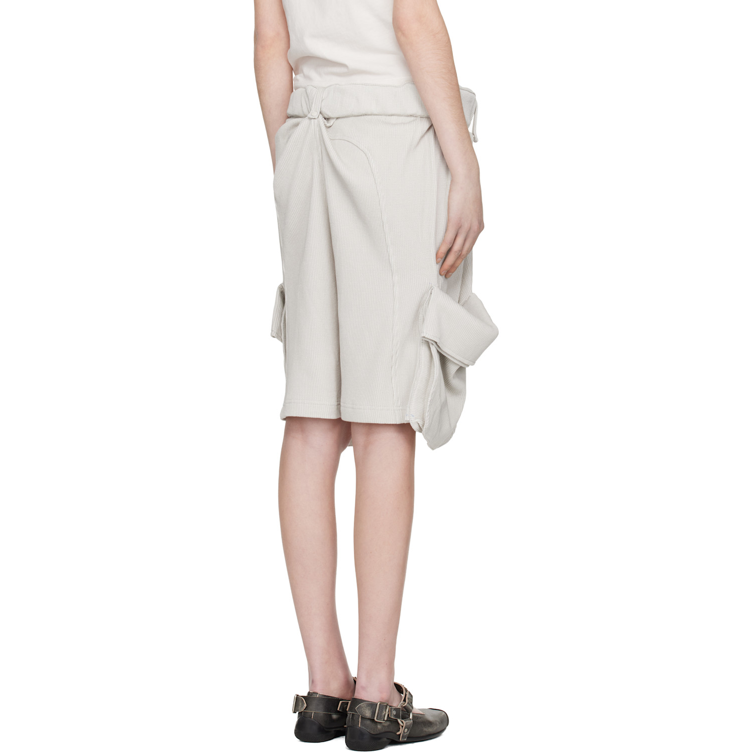  Open Yy Gray Rolled Waist Sweat Cargo Shorts 