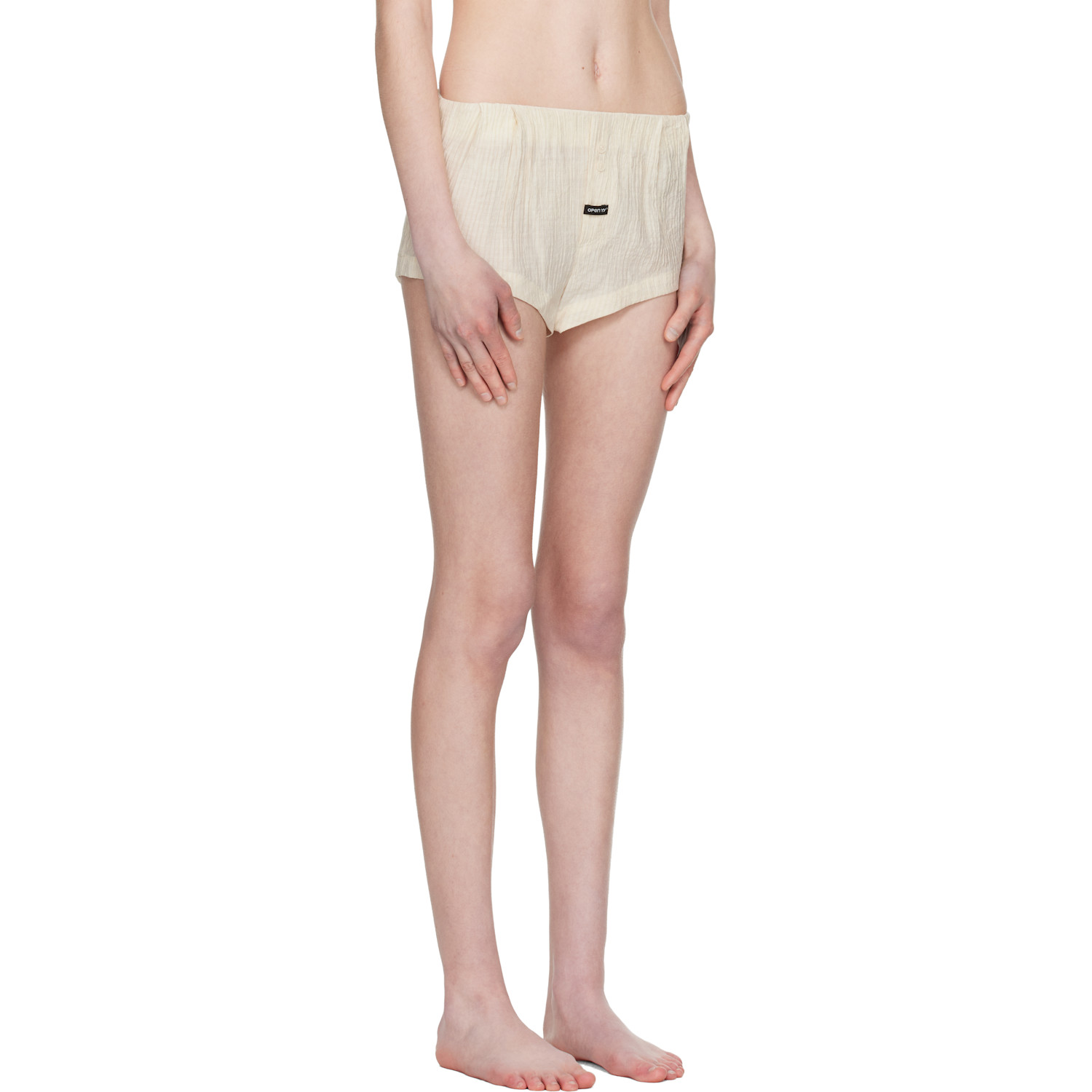  Open Yy Beige Crinkled Tab Boxer Briefs 