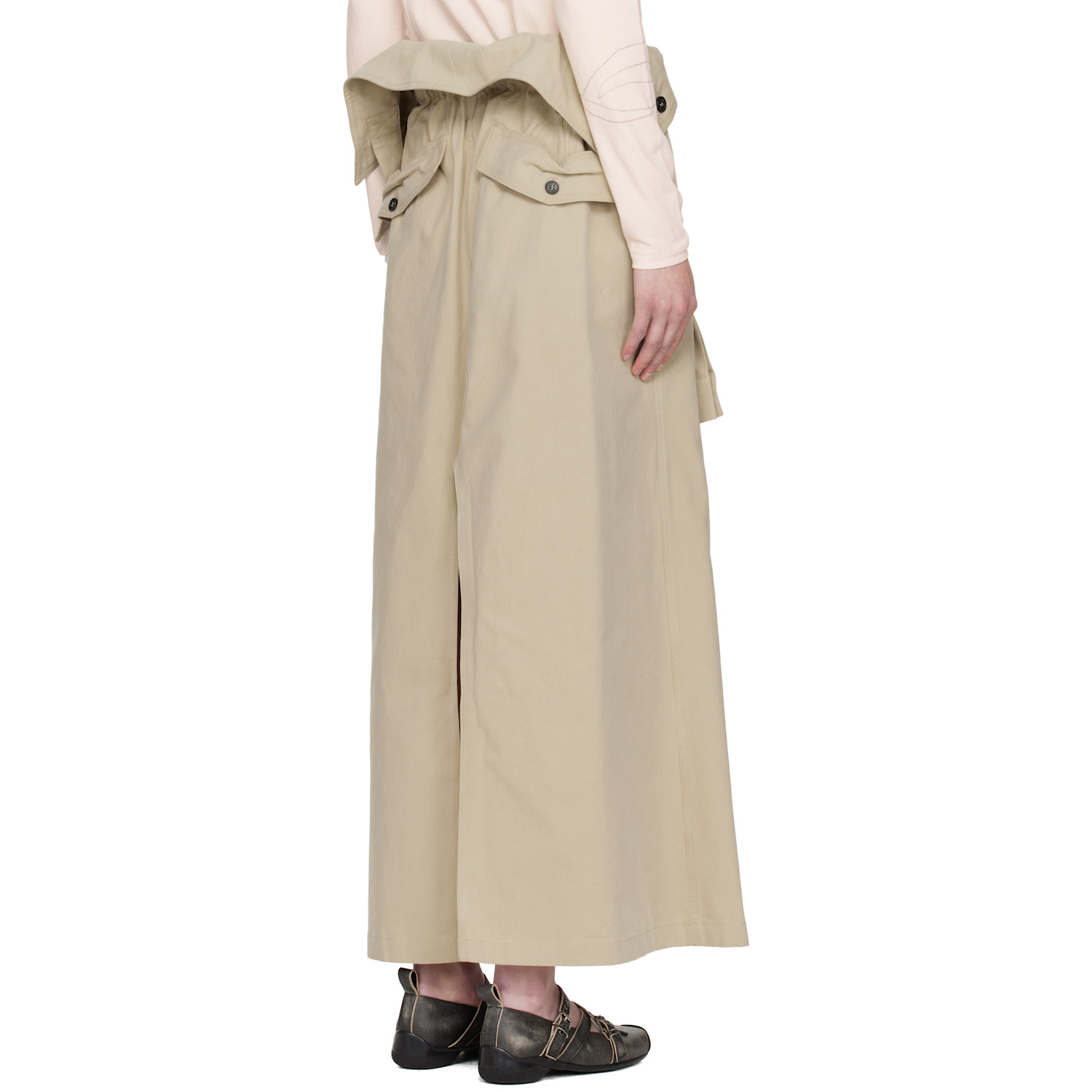  Open Yy Beige Wrap Trench Midi Skirt 
