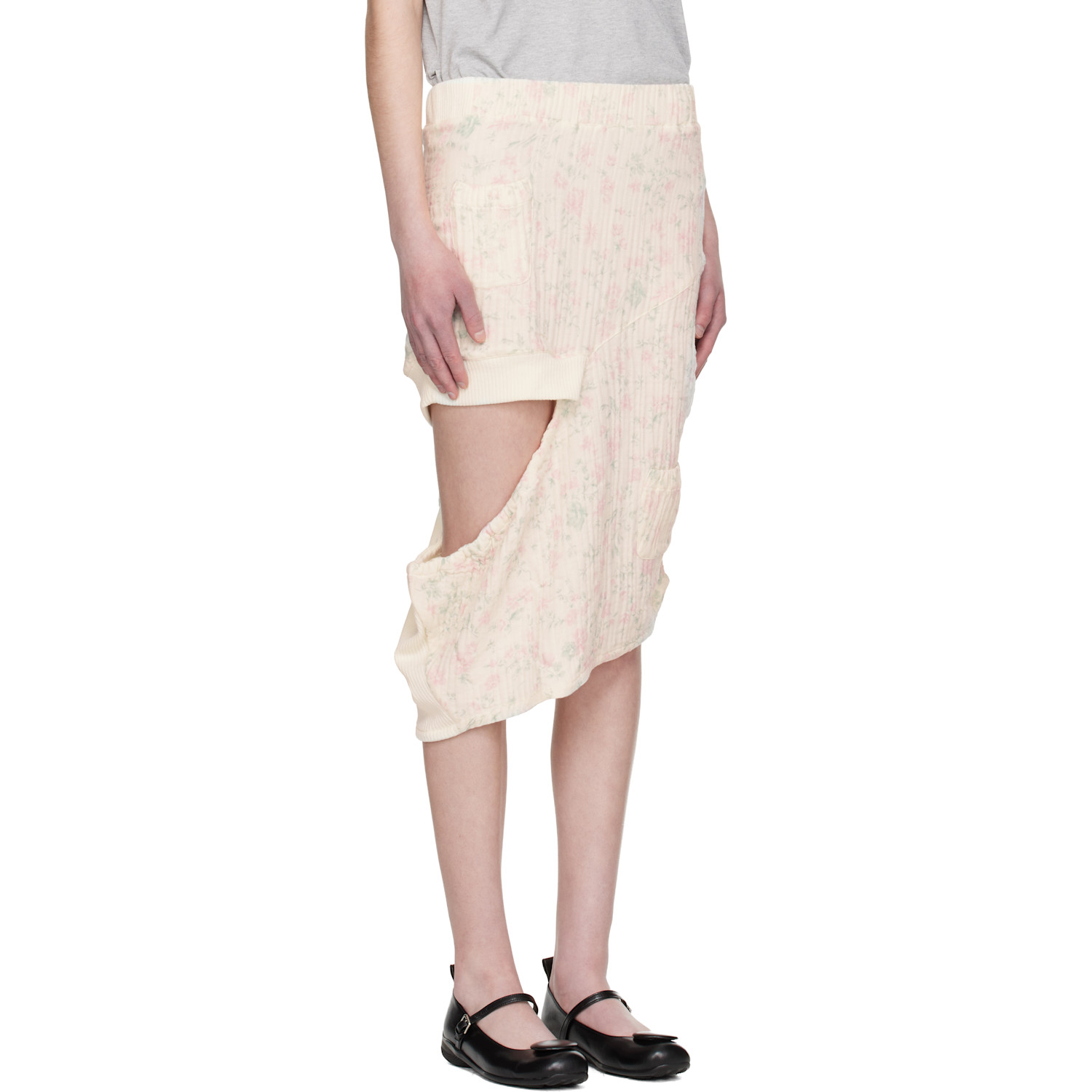  Open Yy Off-white Floral Blankie Midi Skirt 