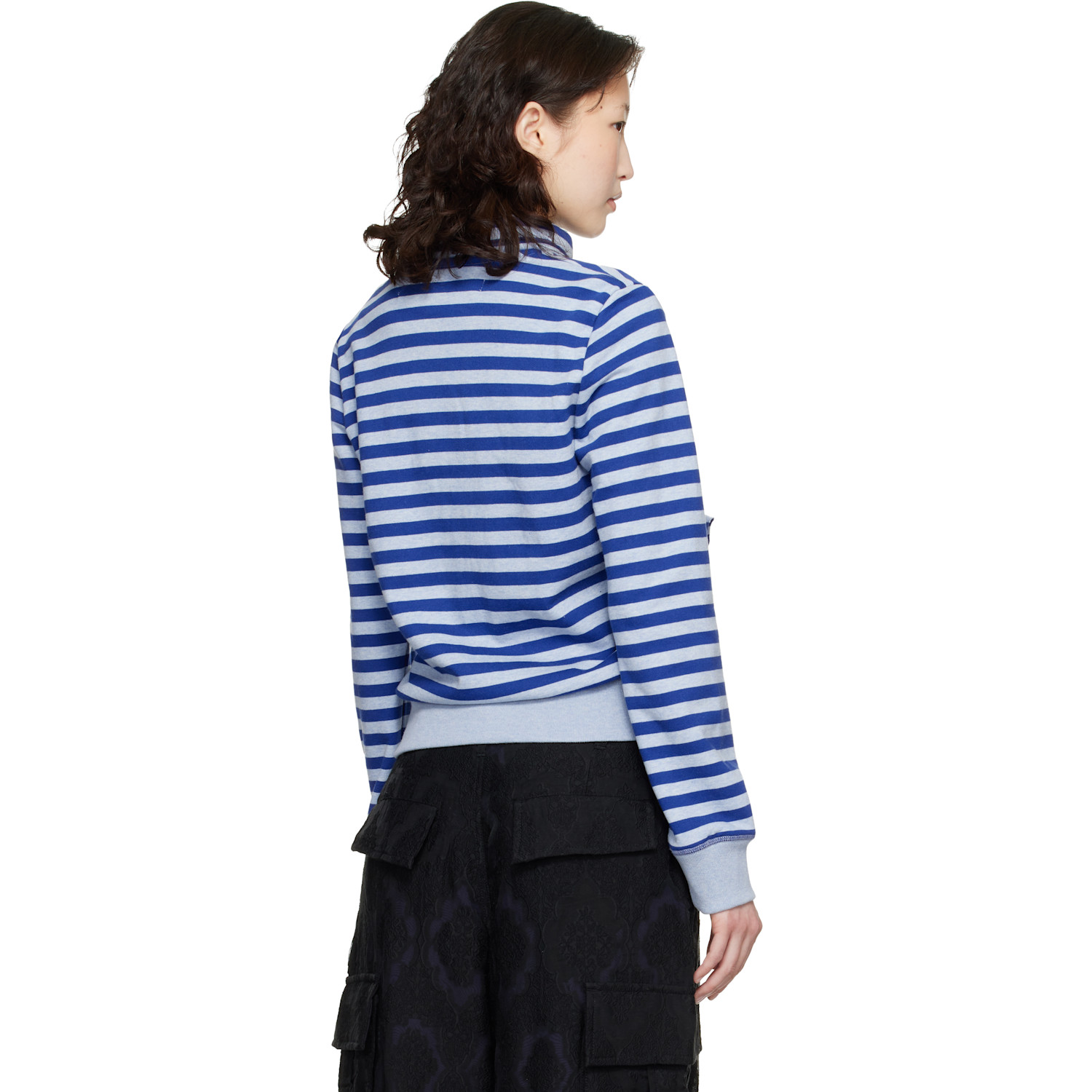  Open Yy Ssense Exclusive Navy Applique Knit Zipup Sweatshirt 