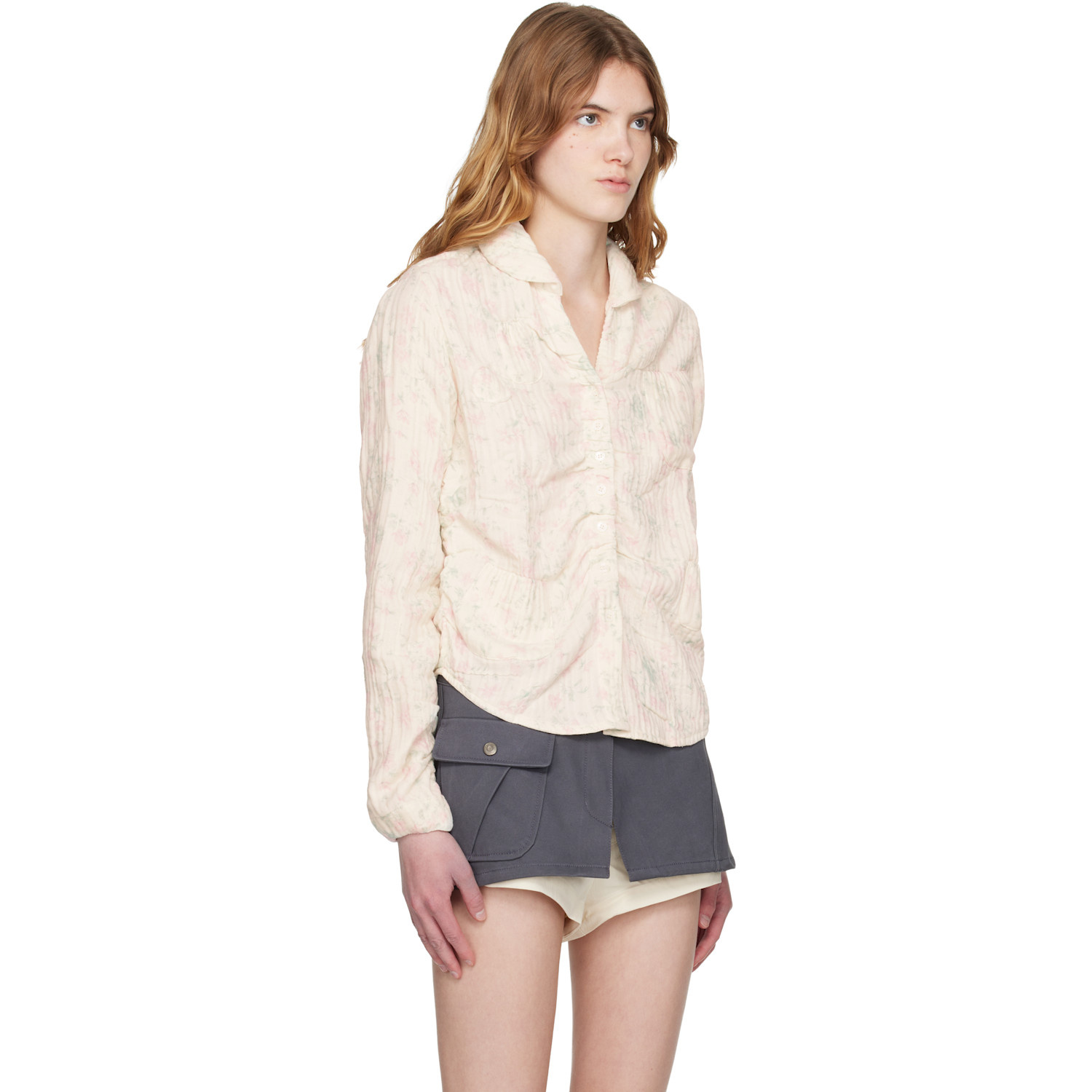  Open Yy Off-white Floral Blankie Shirt 