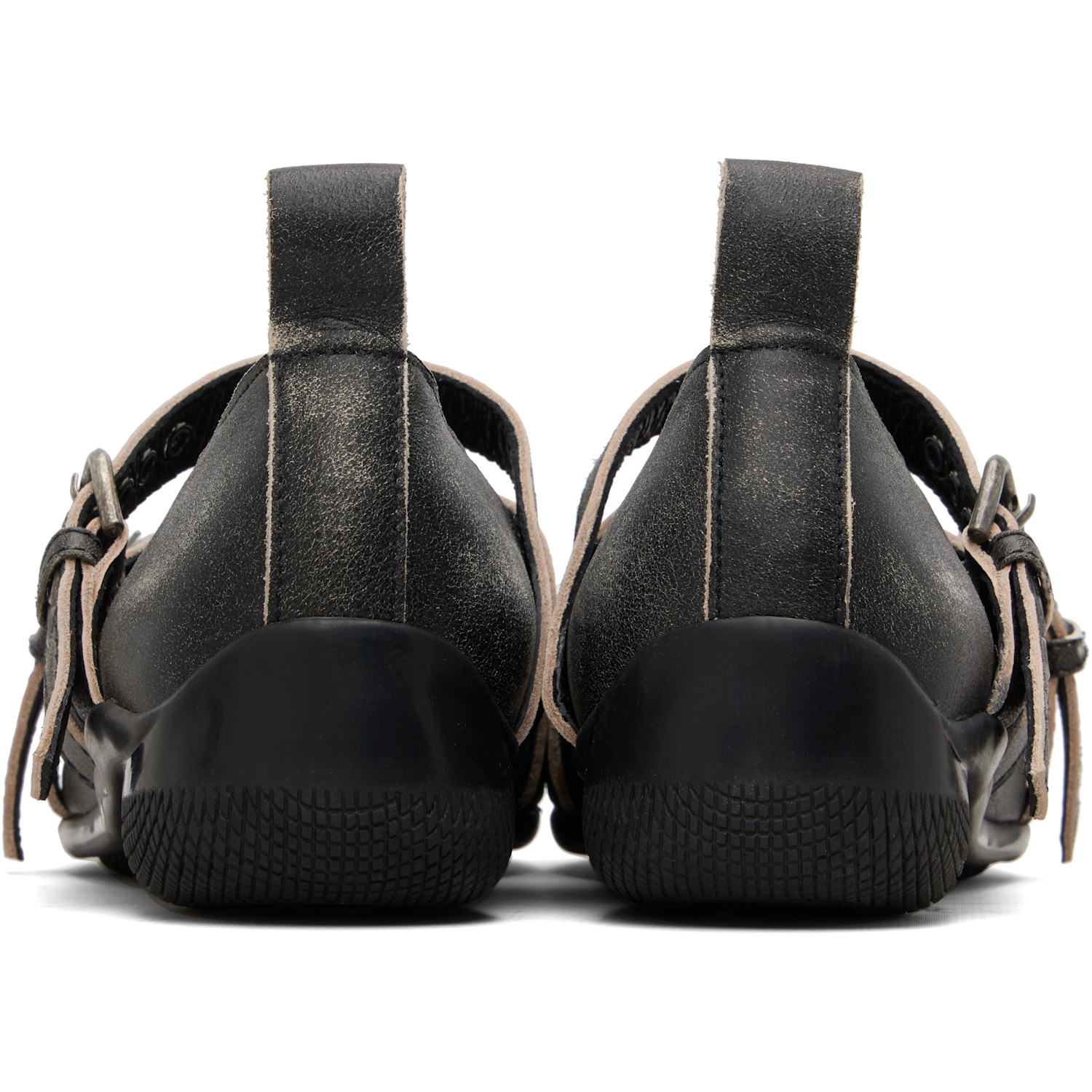  Open Yy Gray Cross Buckle Ballet Flats 