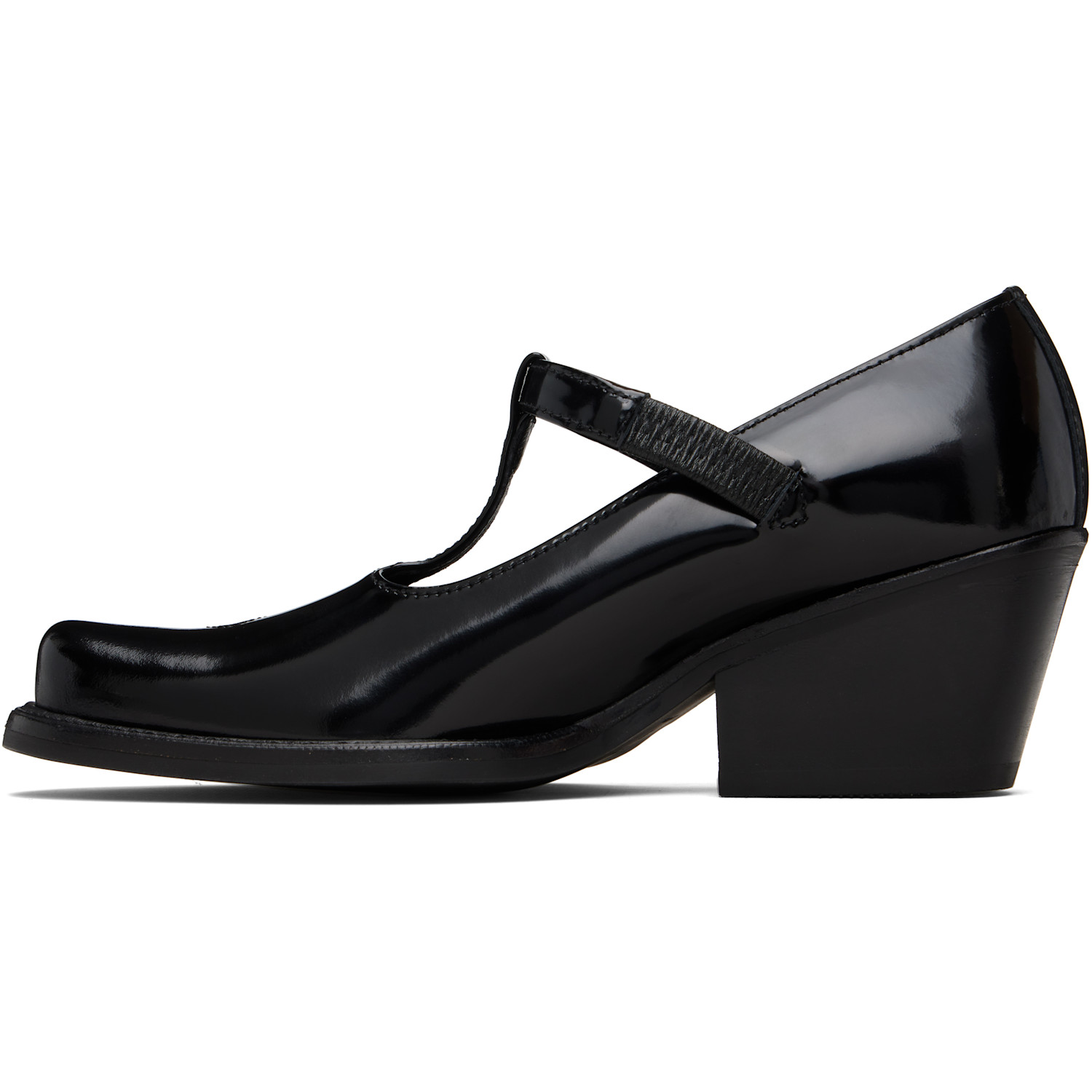  Open Yy Black Western Cutout Mary Jane Heels 