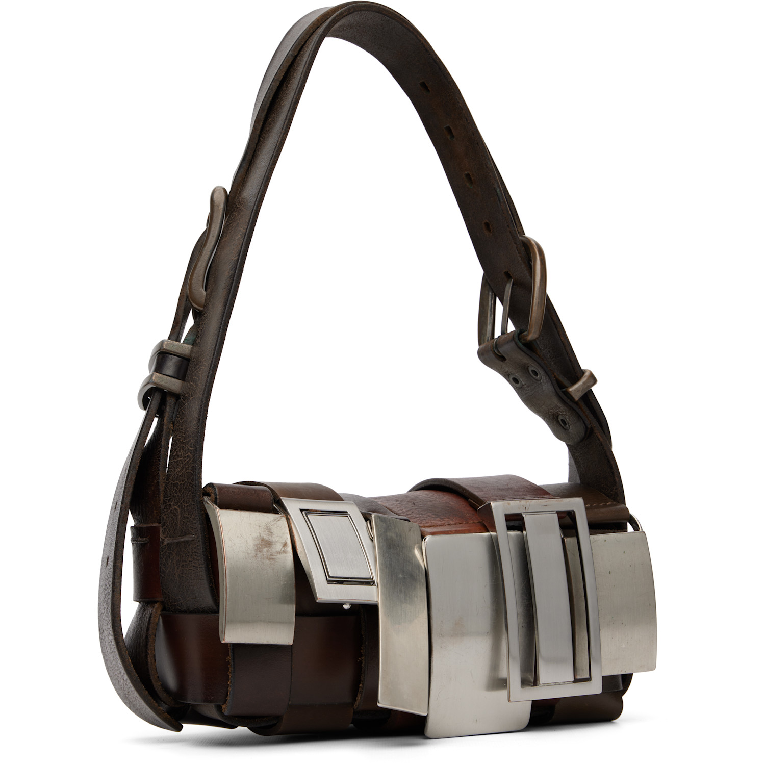  Hodakova Brown Buckle Baguette Bag 