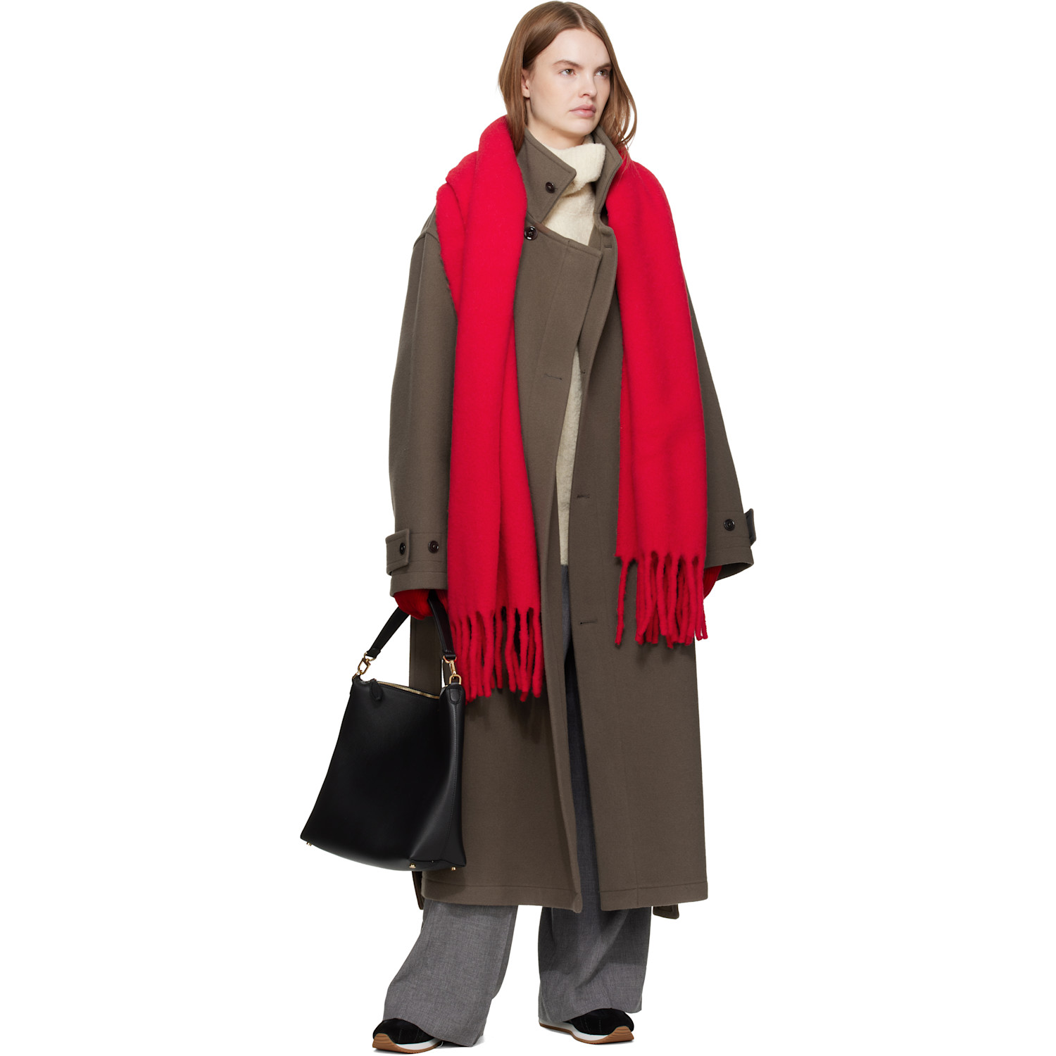  Toteme Red Fuzzy Scarf 
