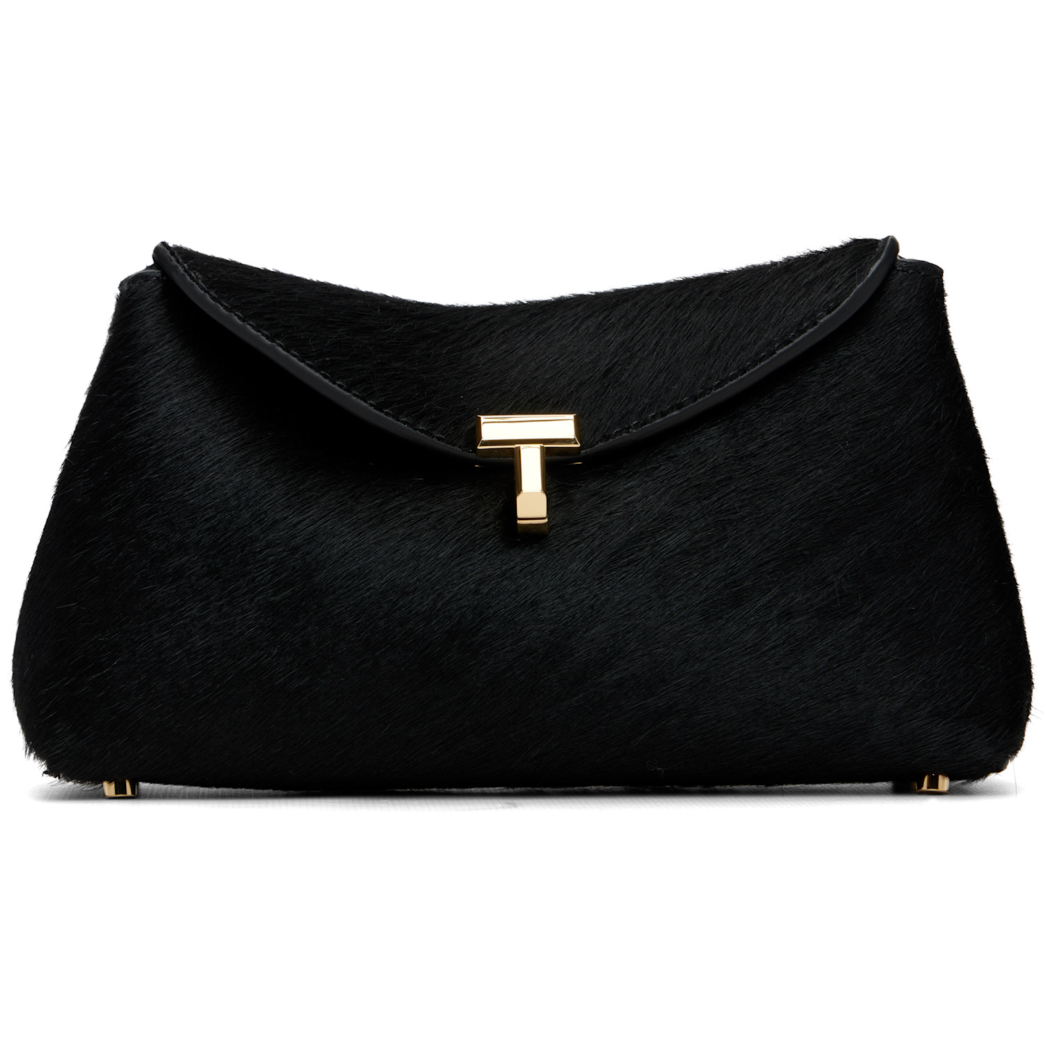 TOTEME Black Mini T-Lock Pony Hair Clutch