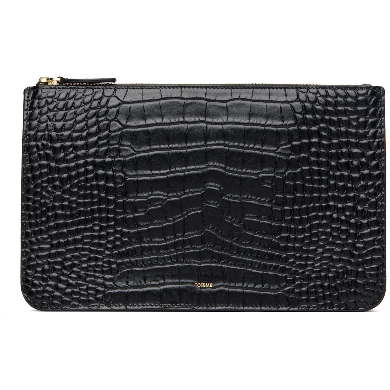TOTEME Black Threefold Croco-Embossed Clutch
