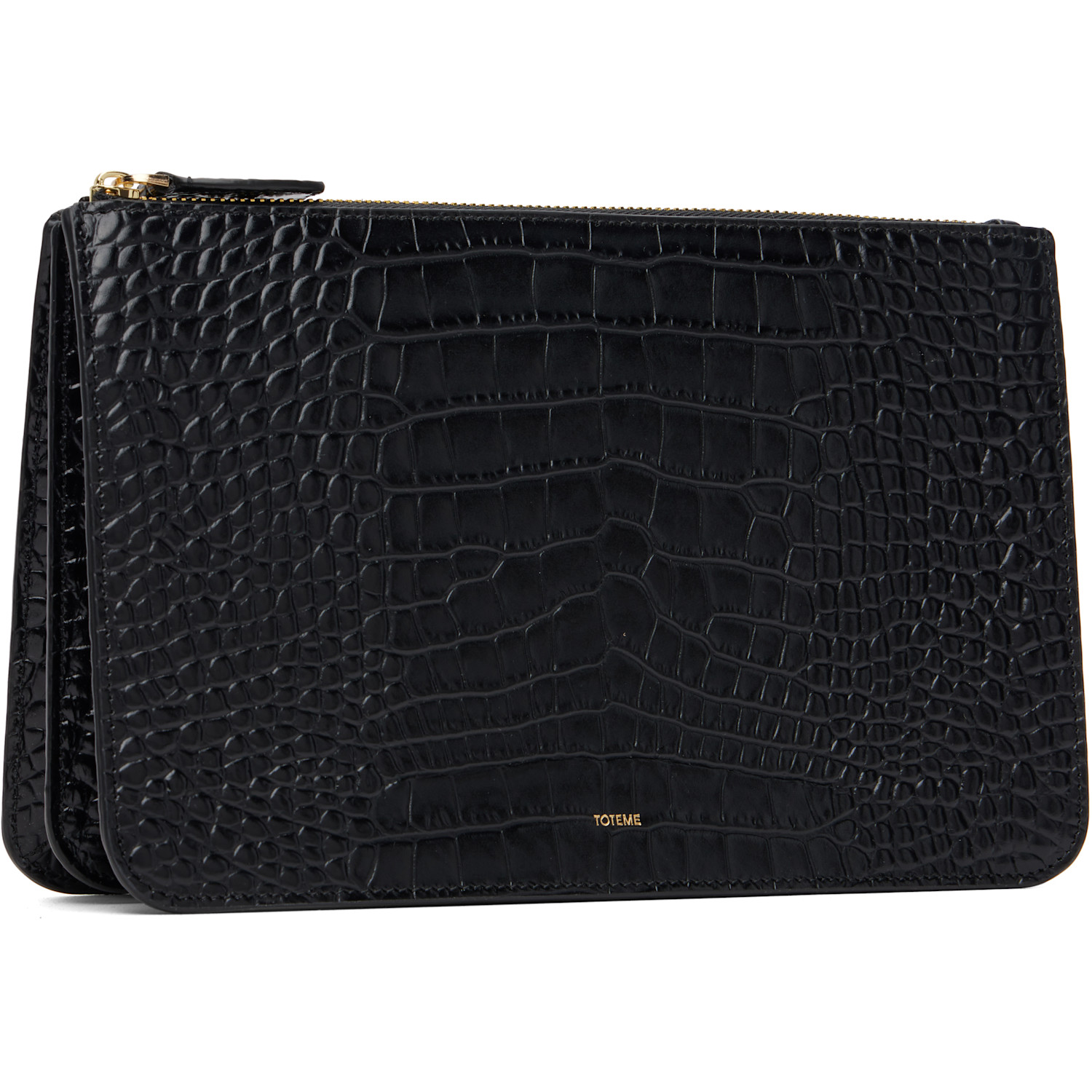  Toteme Black Threefold Croco-embossed Clutch 
