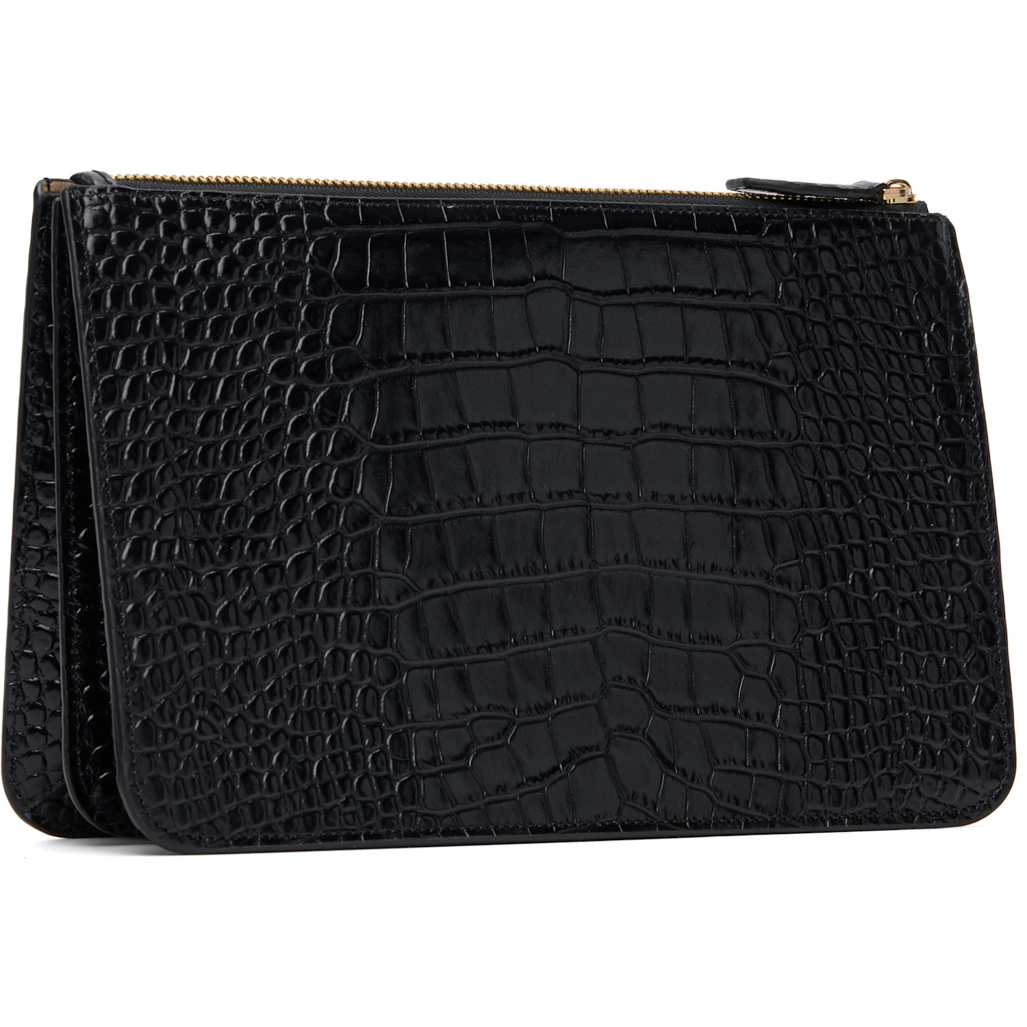  Toteme Black Threefold Croco-embossed Clutch 