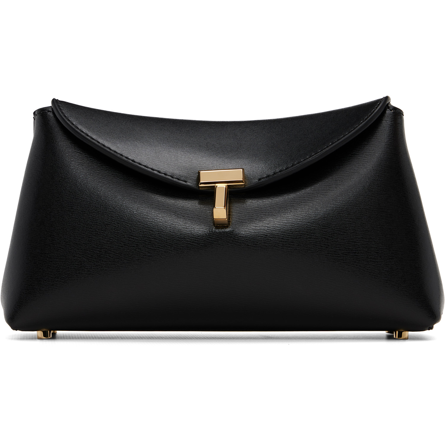 TOTEME Black Mini T-Lock Leather Clutch