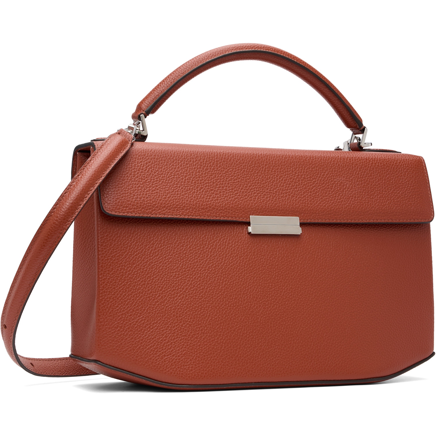  Toteme Brown Clip Grained-leather Top Handle Bag 