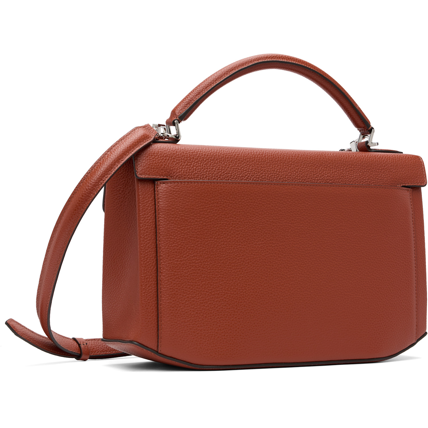  Toteme Brown Clip Grained-leather Top Handle Bag 