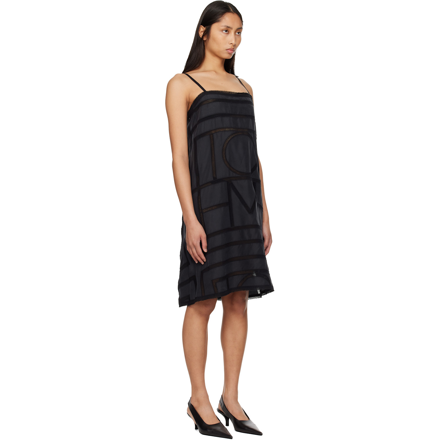  Toteme Black Monogram Silk Midi Dress 