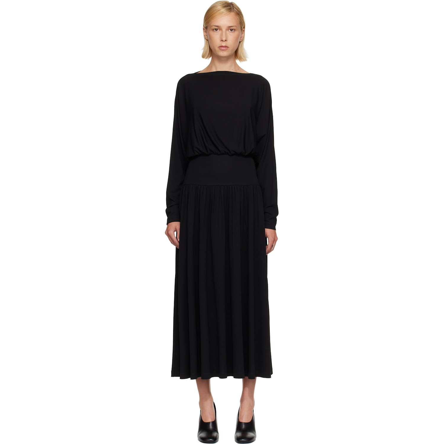 TOTEME Black Boatneck Jersey Maxi Dress