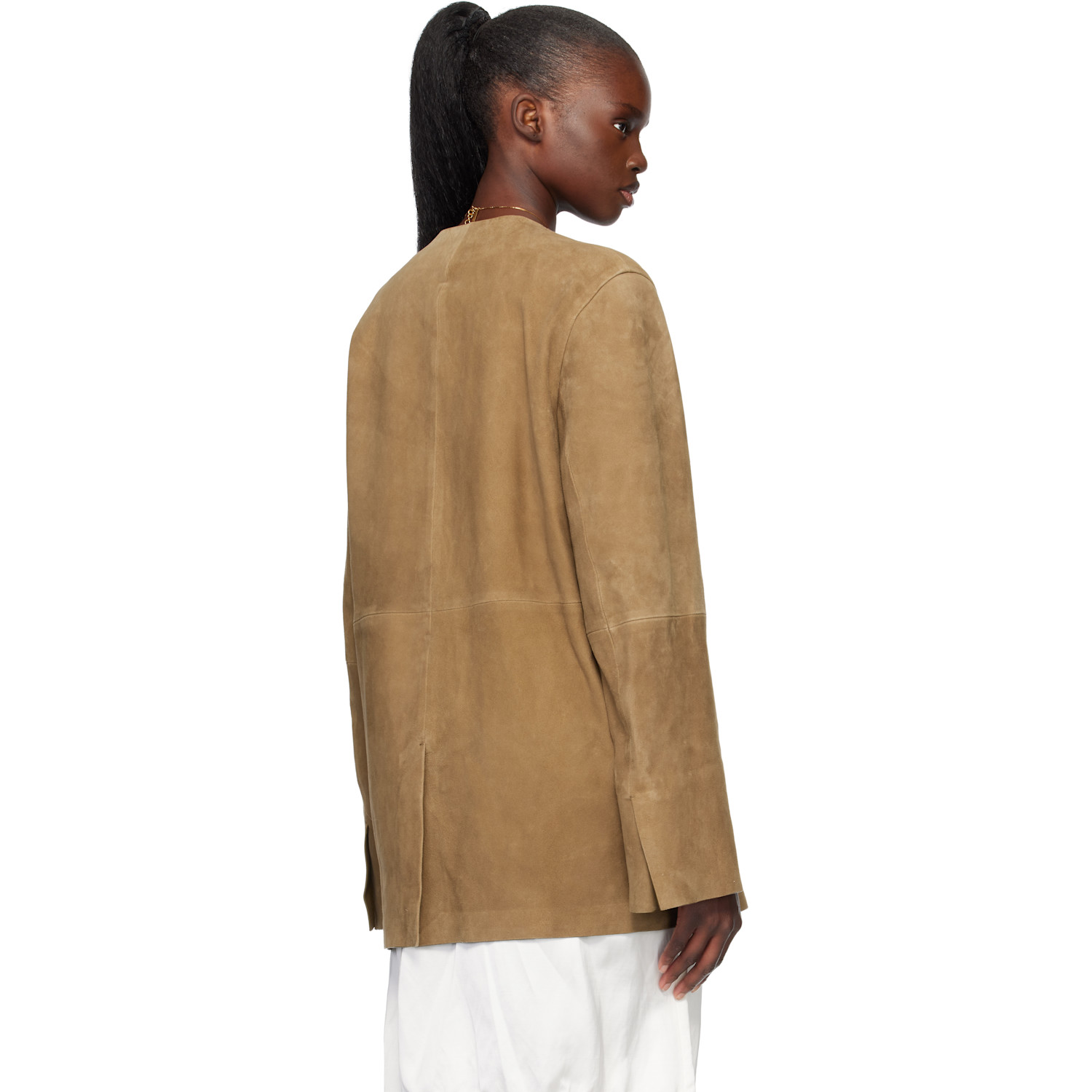  Toteme Tan V-neck Suede Blazer 
