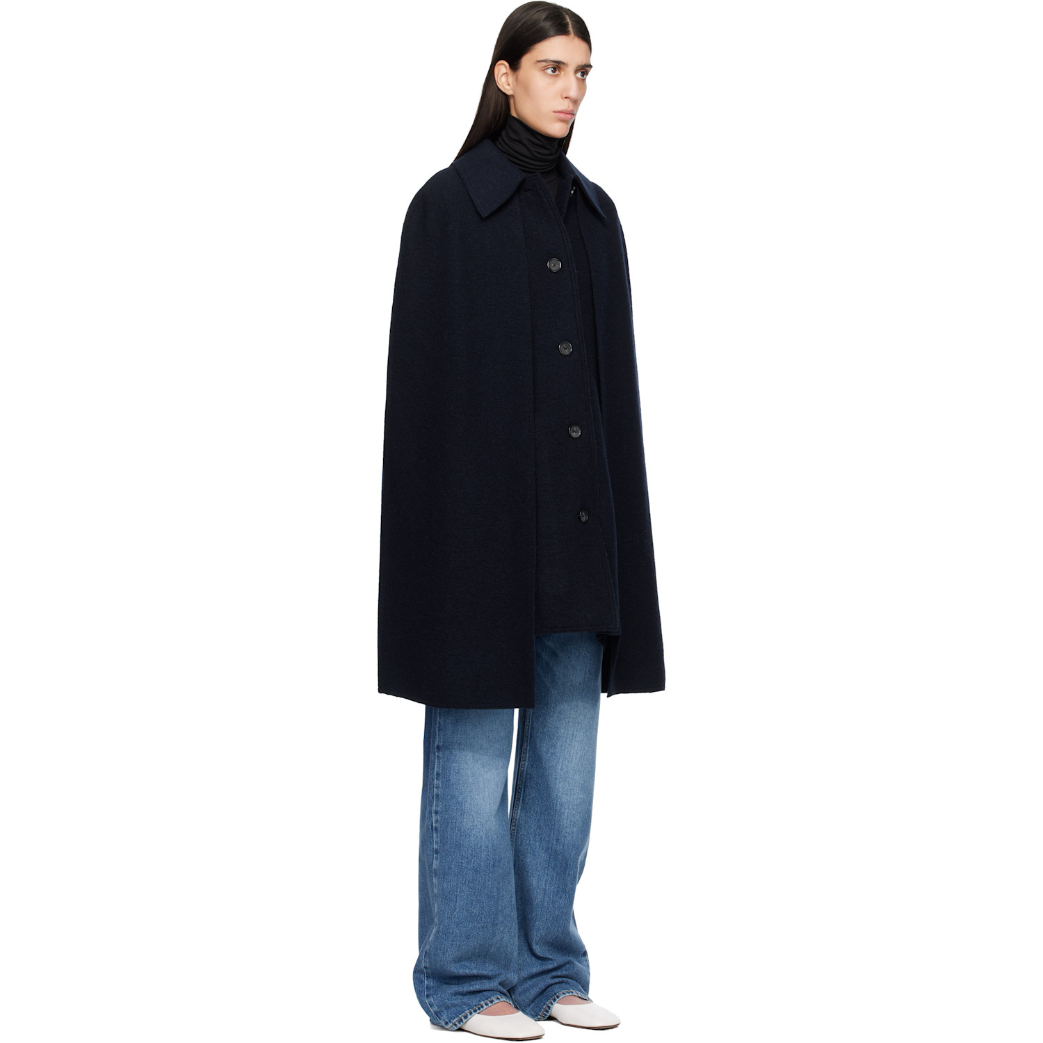  Toteme Navy Cape Coat 